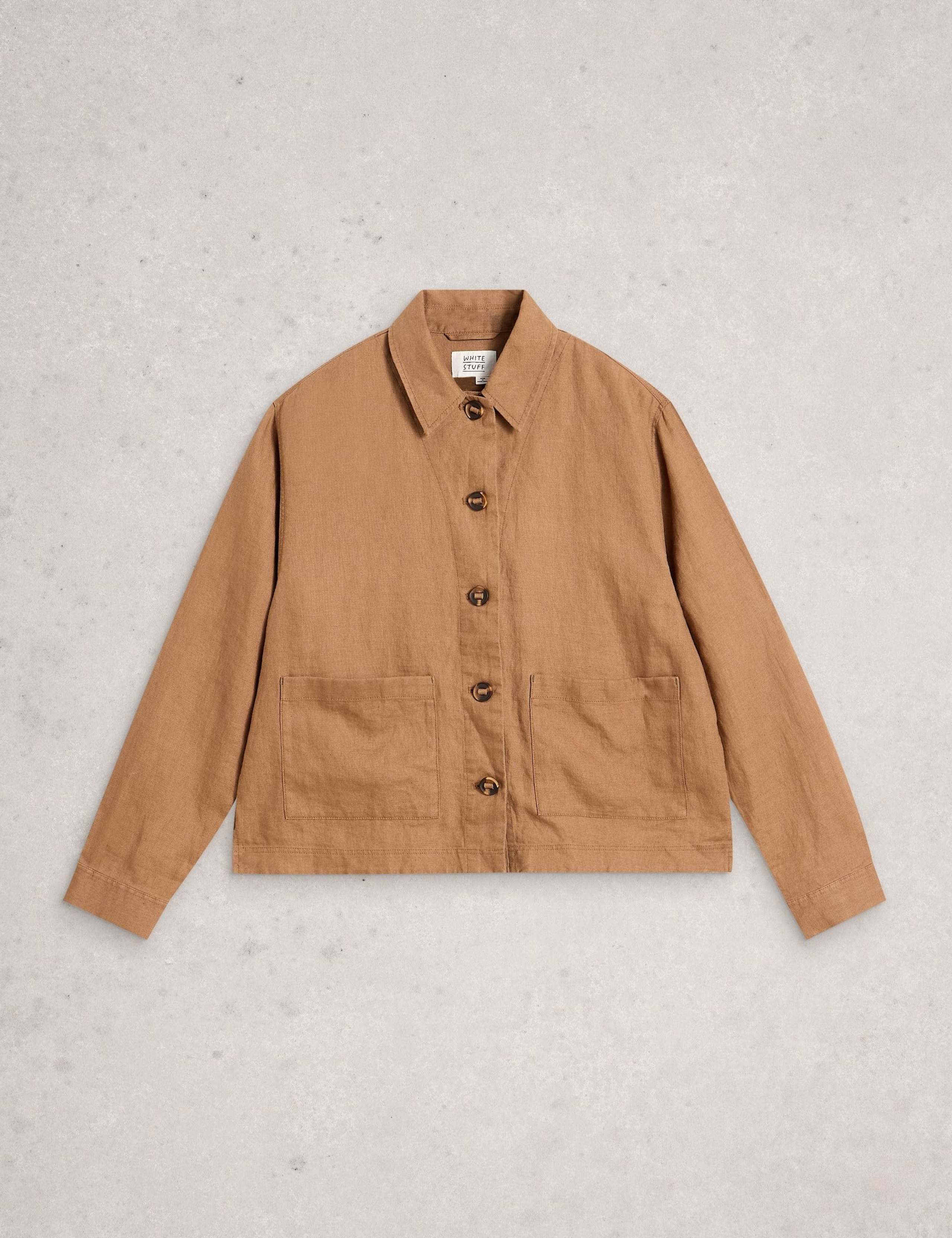 Pure Linen Collared Utility Jacket 4 of 6
