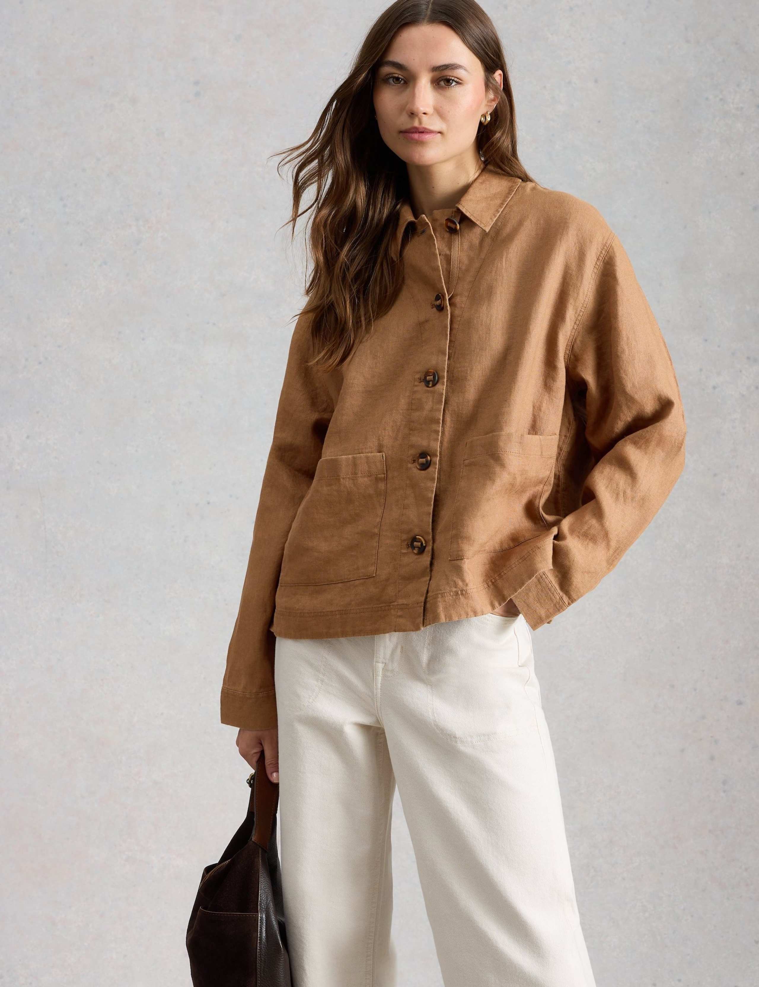 Pure Linen Collared Utility Jacket 6 of 6