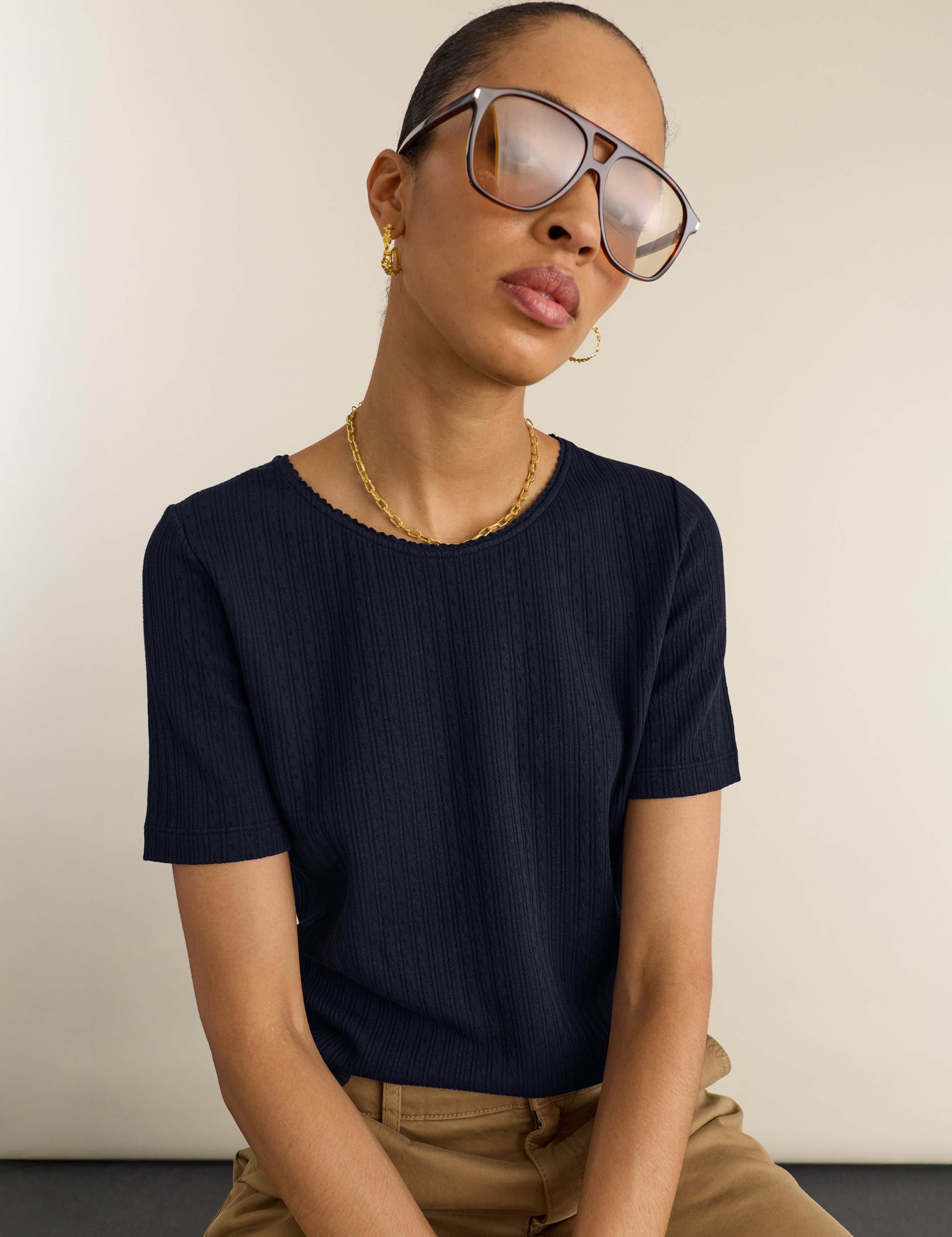 Jersey Pointelle Ribbed T-Shirt 1 of 5