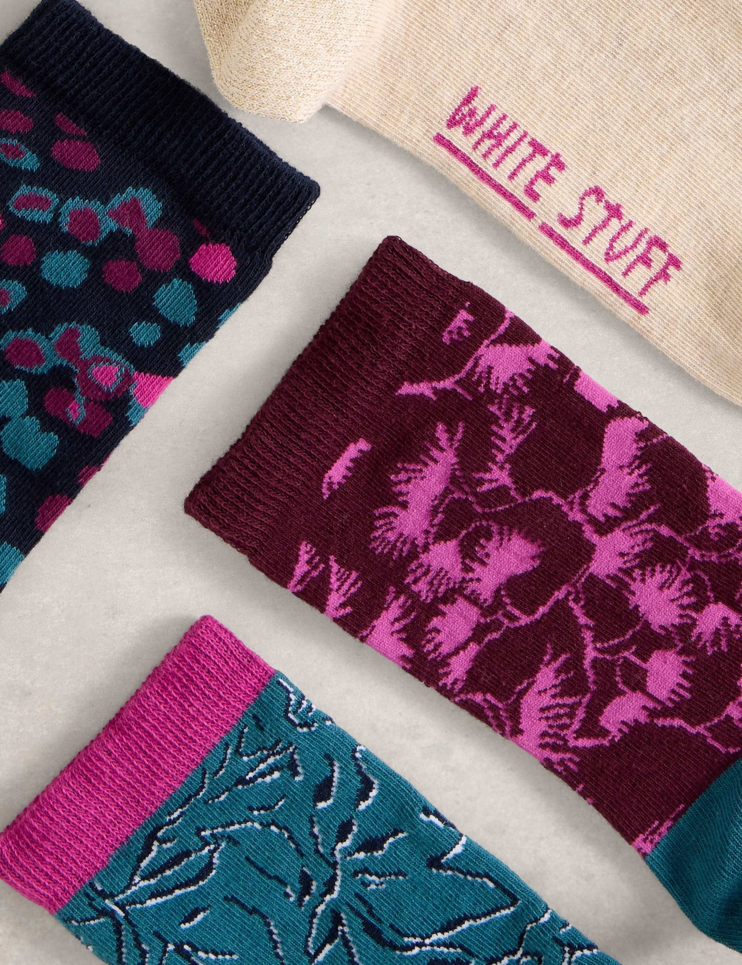 4pk Cotton Rich Floral Ankle High Socks 3 of 4