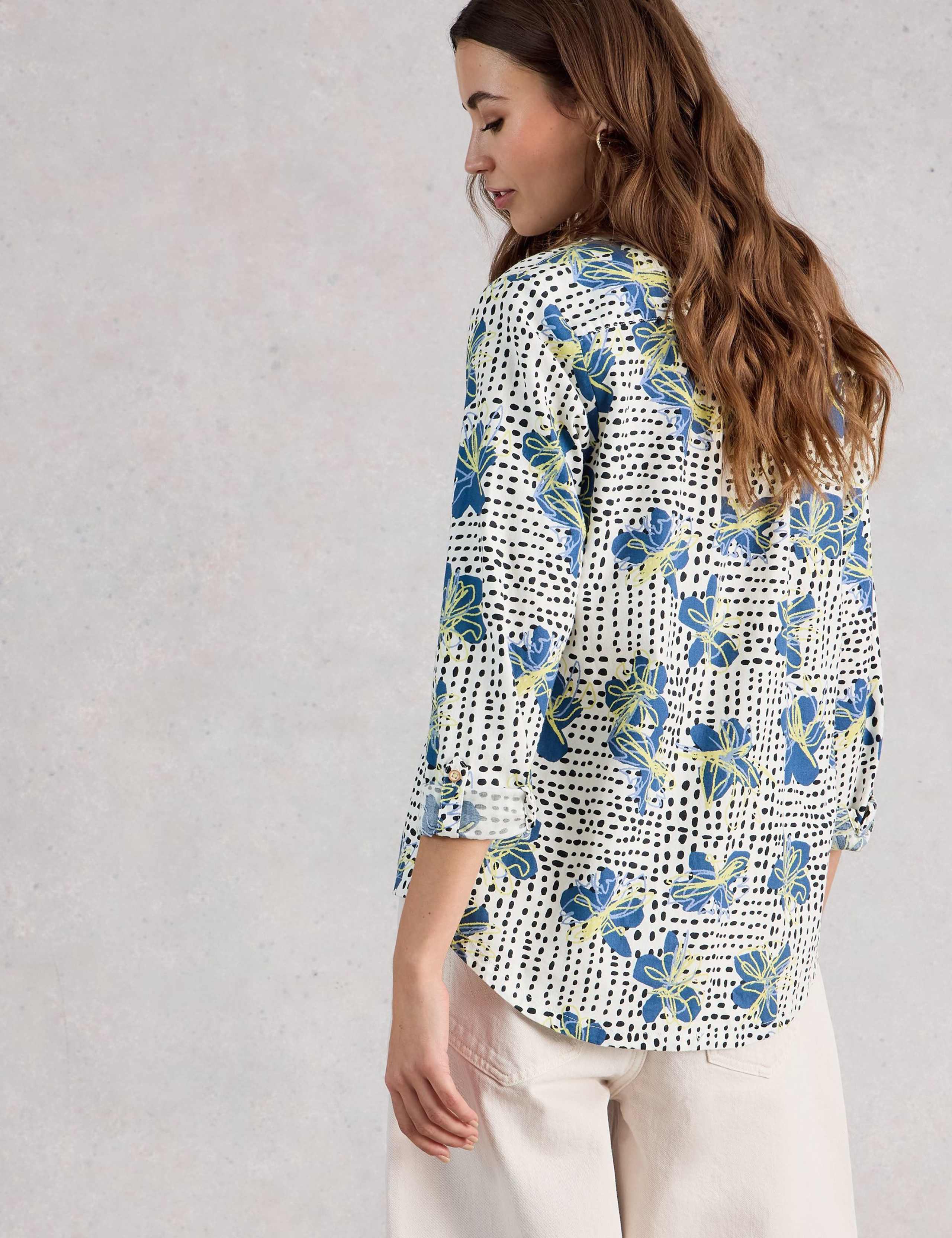 Pure Cotton Floral Collared Shirt 3 of 6