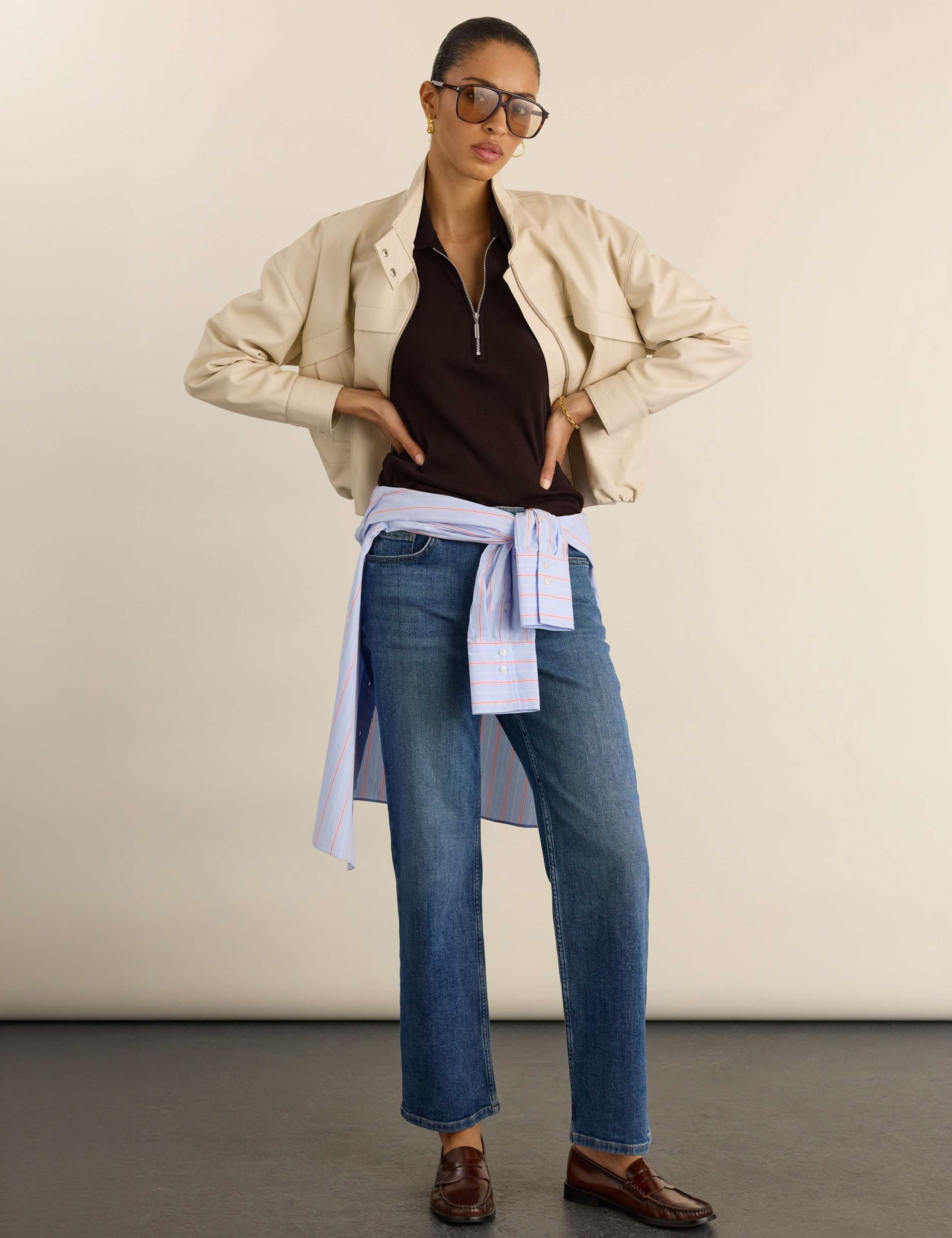 Pure Cotton Ribbed Half Zip Top 3 of 4