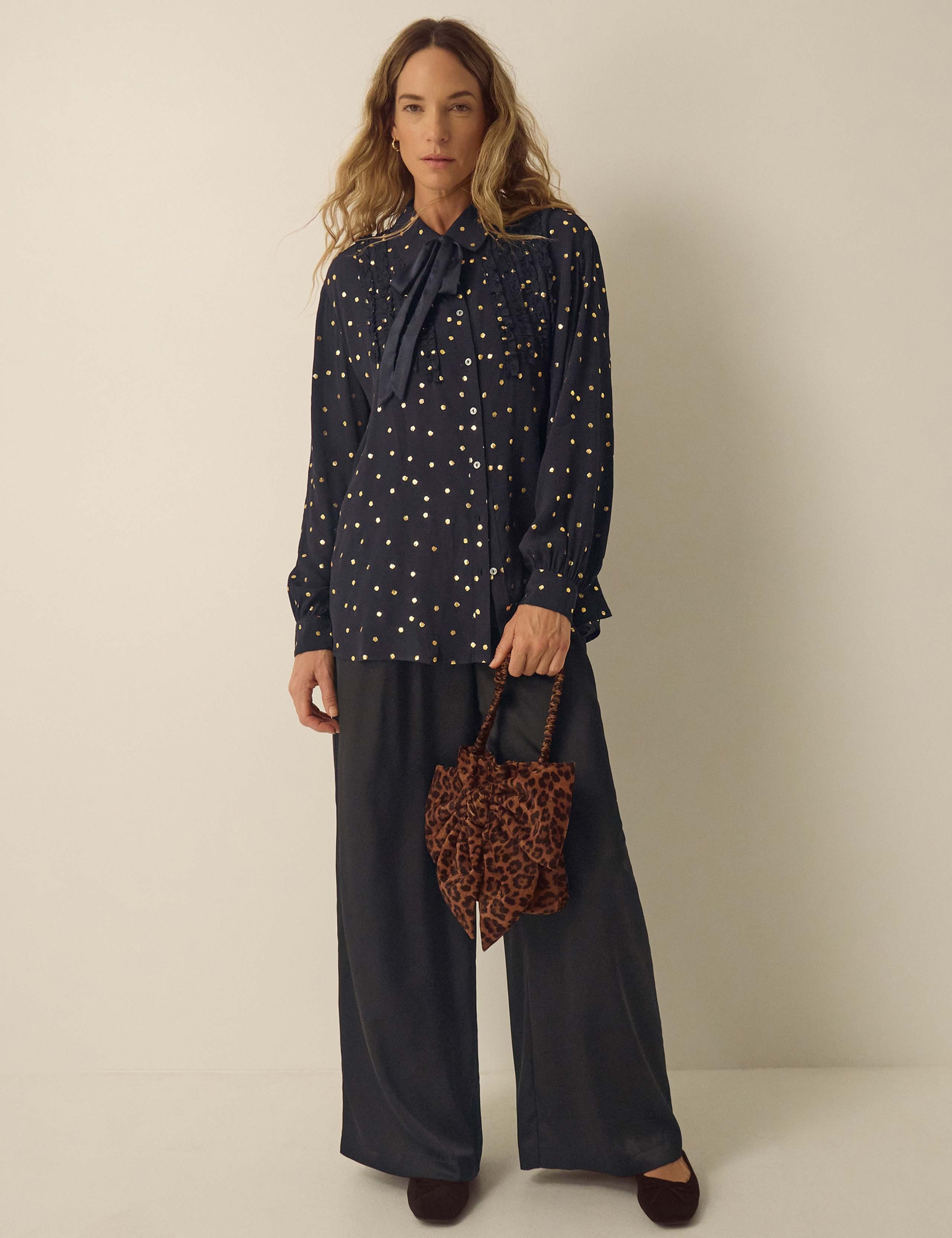 Foil Polka Dot Collared Blouse 2 of 5