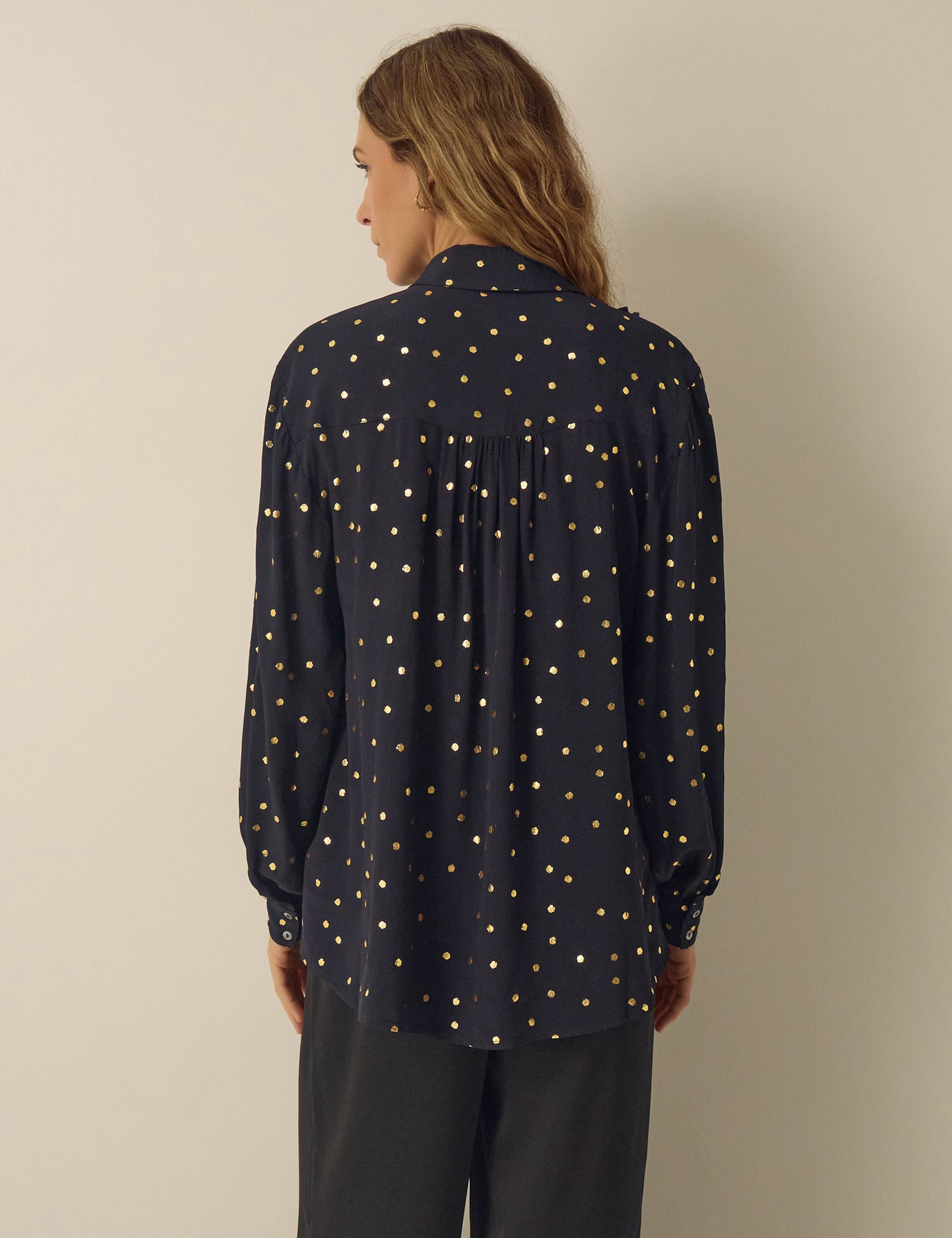Foil Polka Dot Collared Blouse 3 of 5