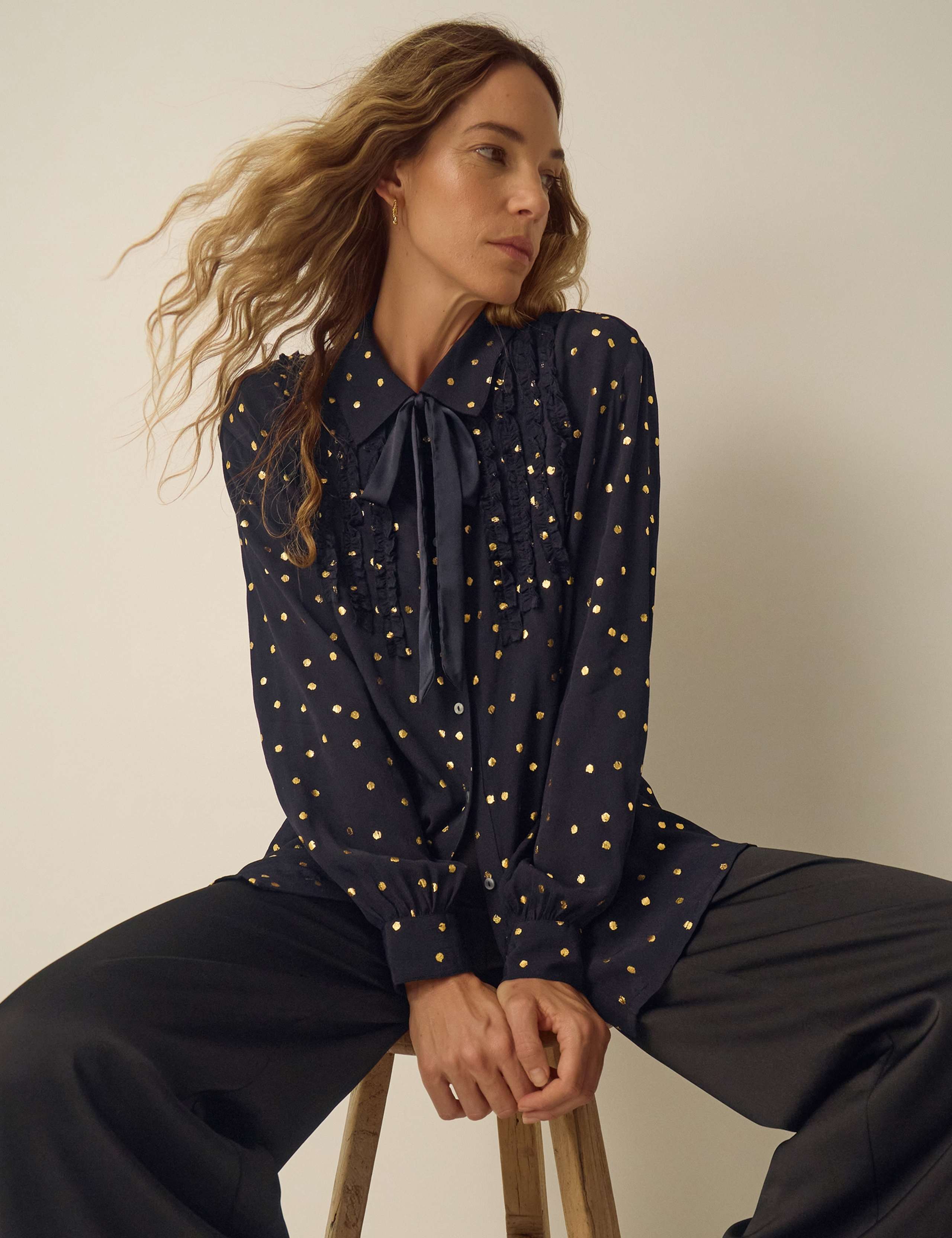 Foil Polka Dot Collared Blouse 4 of 5