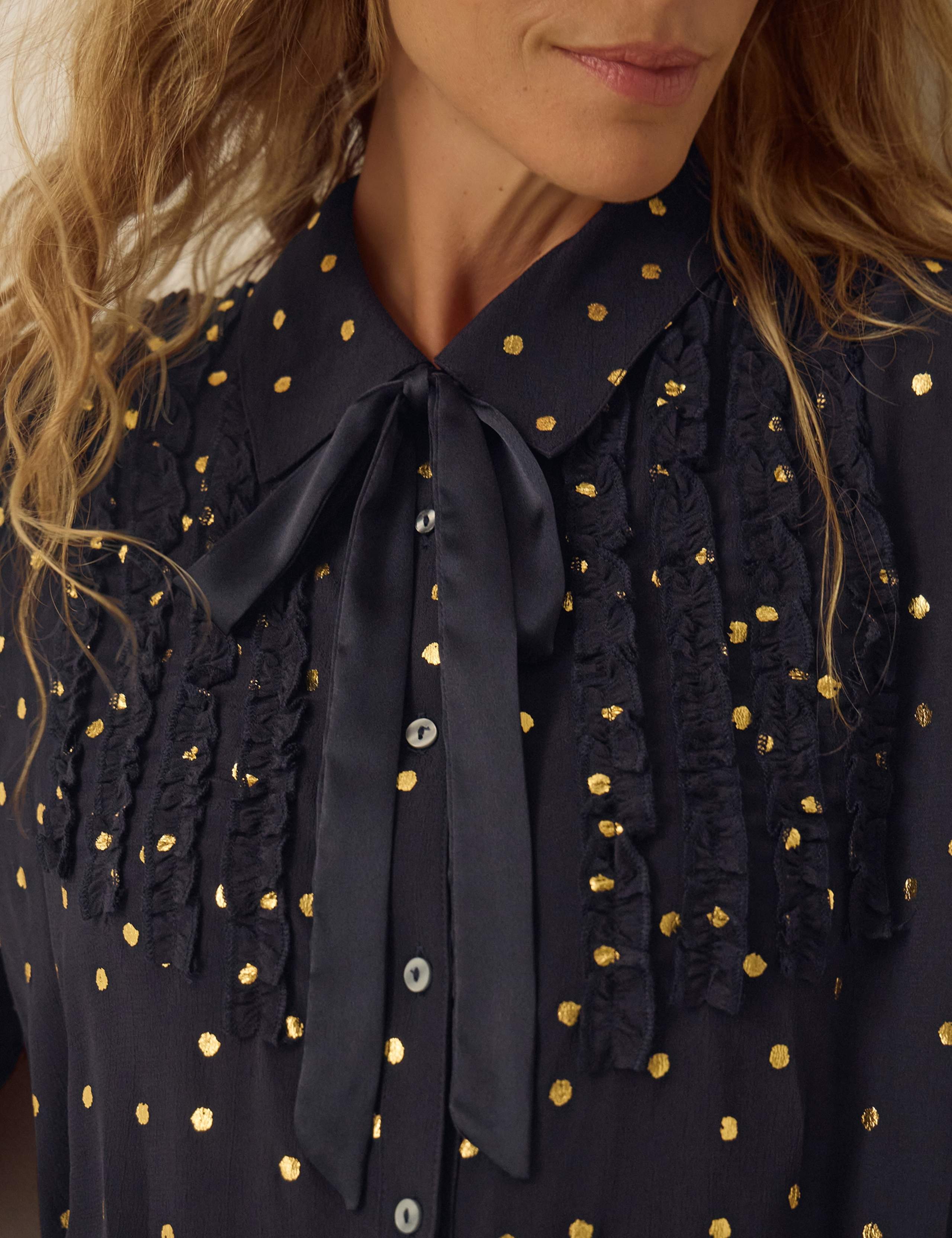 Foil Polka Dot Collared Blouse 5 of 5
