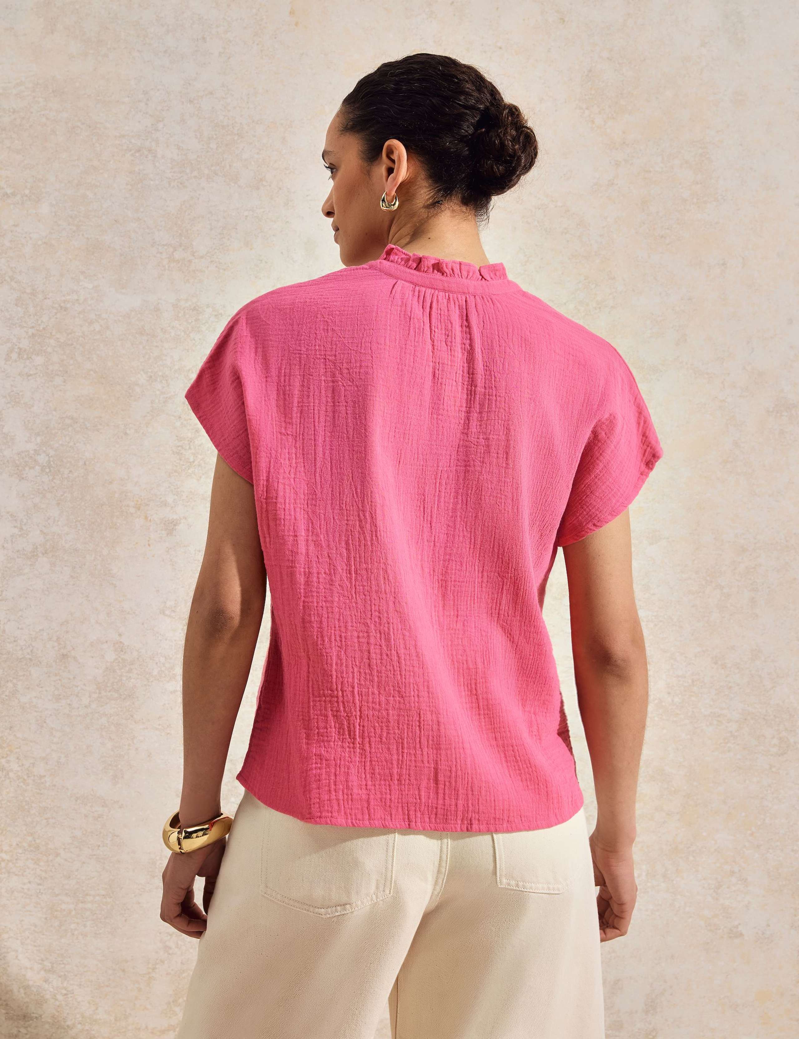 Pure Cotton Frill Neck Top 6 of 7