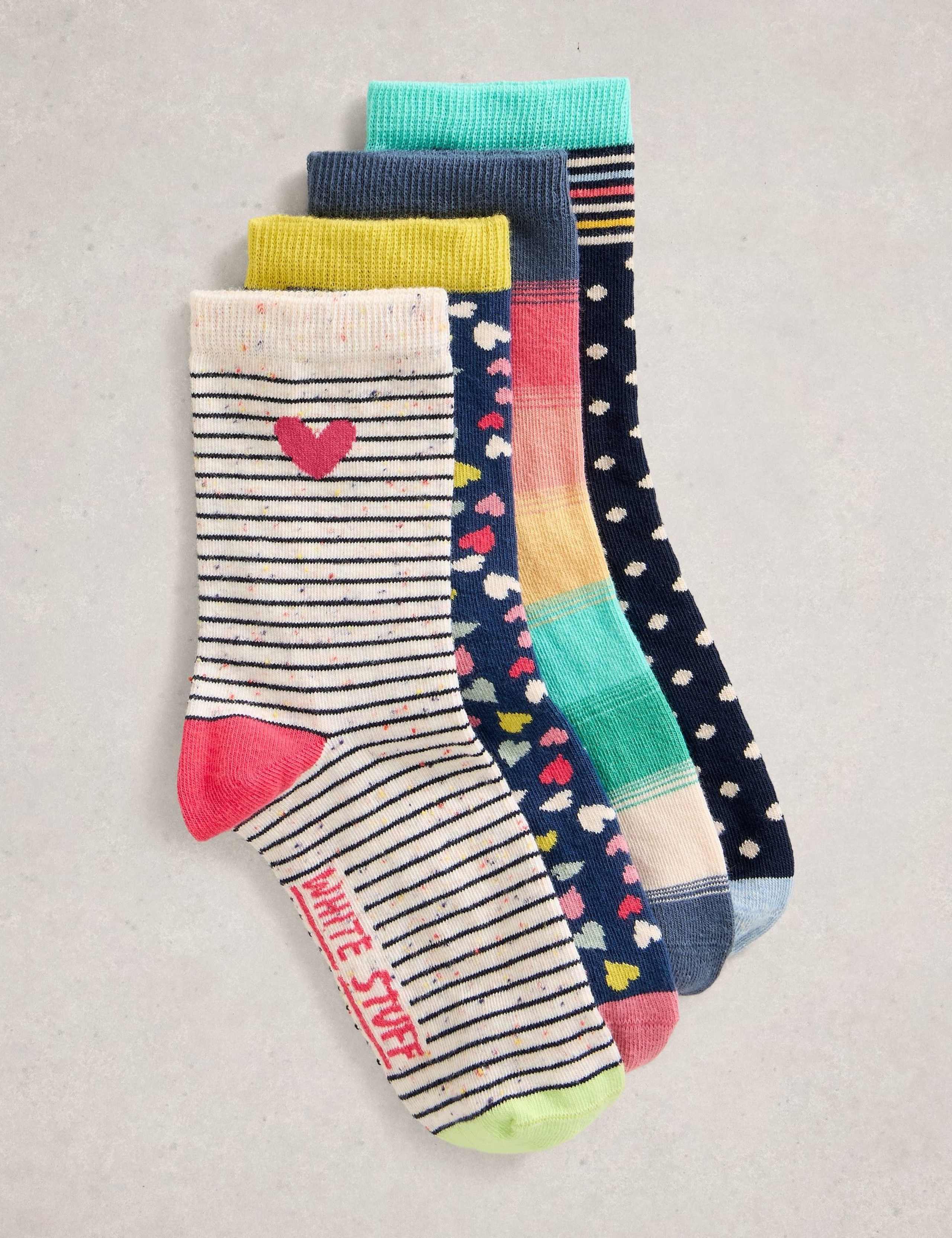 4pk Cotton Rich Hearts Ankle High Socks 2 of 4