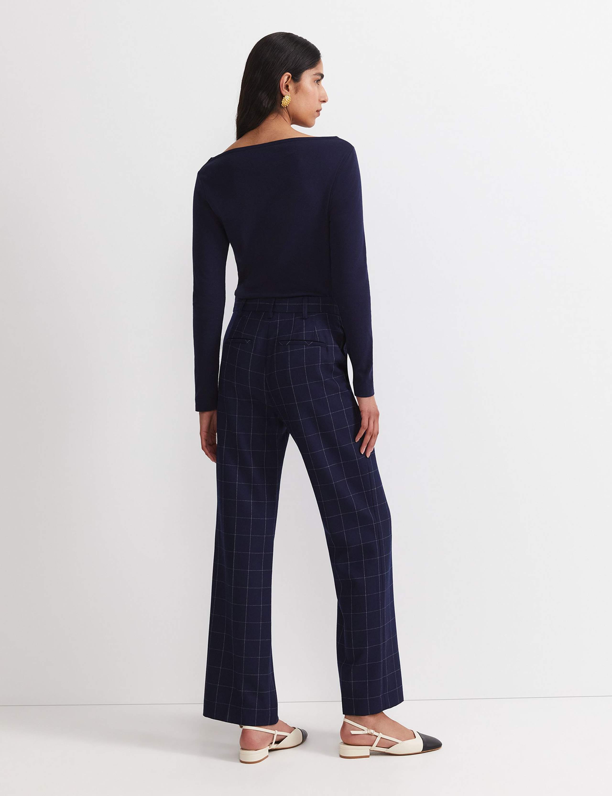 Wool Rich Checked Straight Leg Trousers 3 of 5
