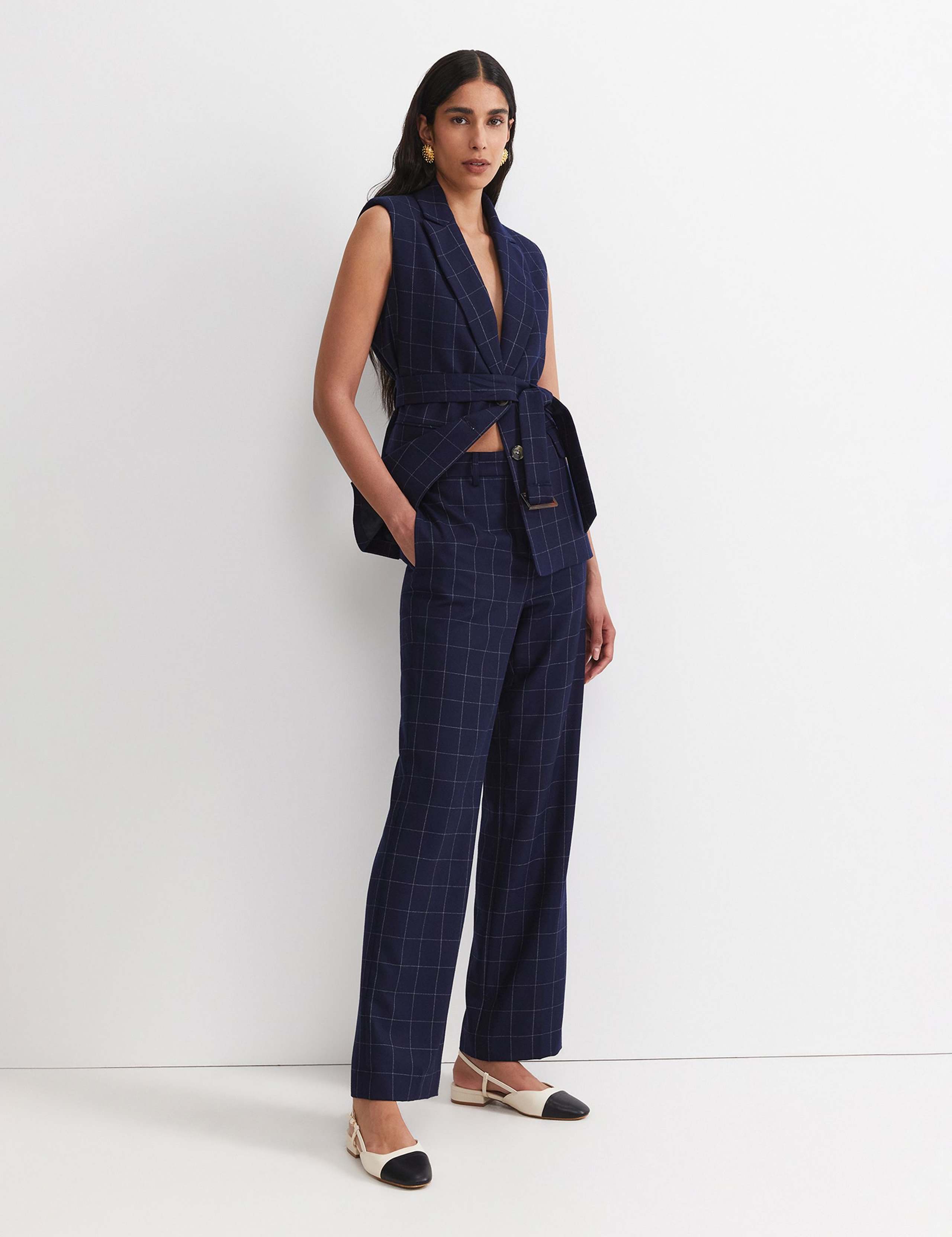 Wool Rich Checked Straight Leg Trousers 5 of 5