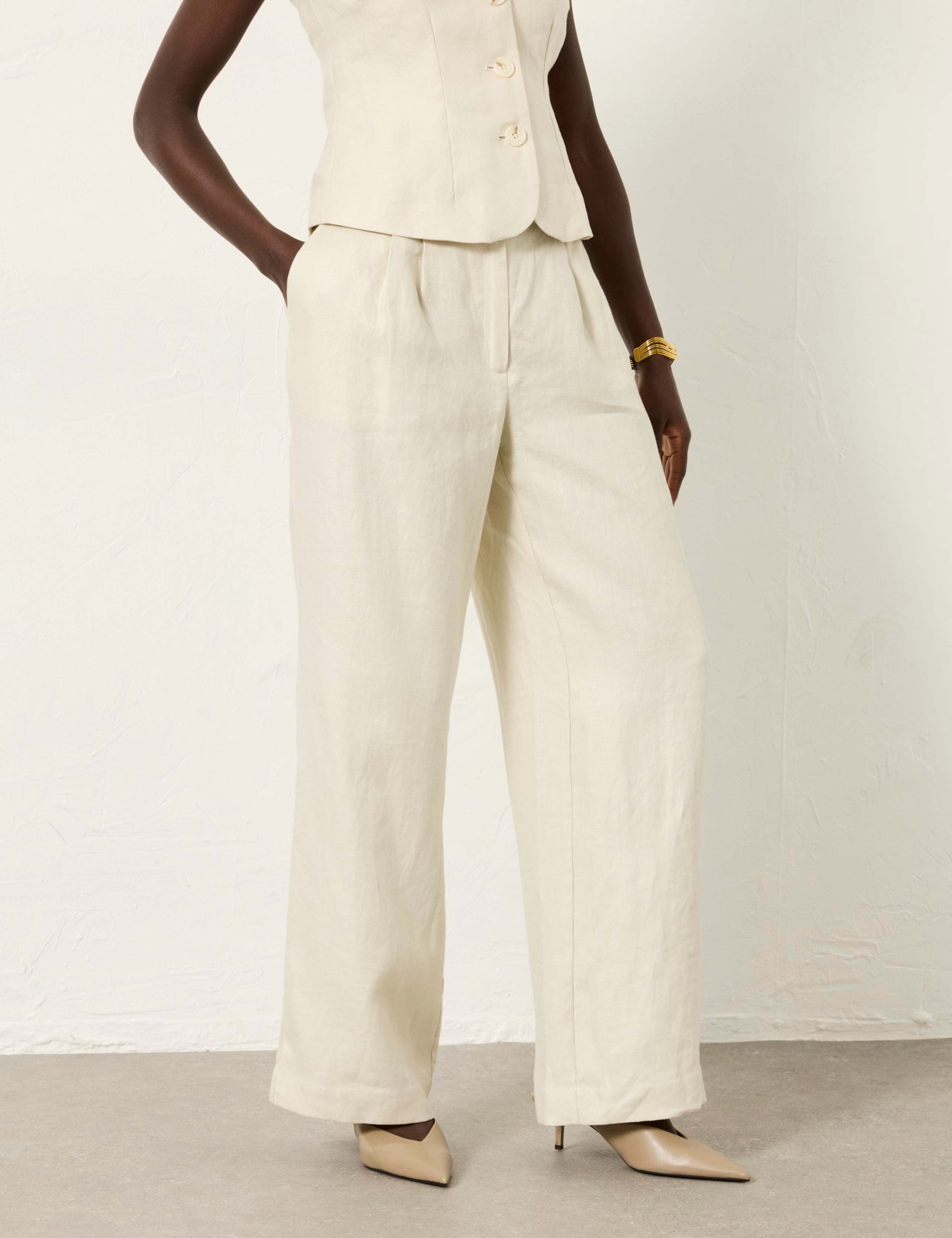 Pure Linen Straight Leg Trousers 4 of 8