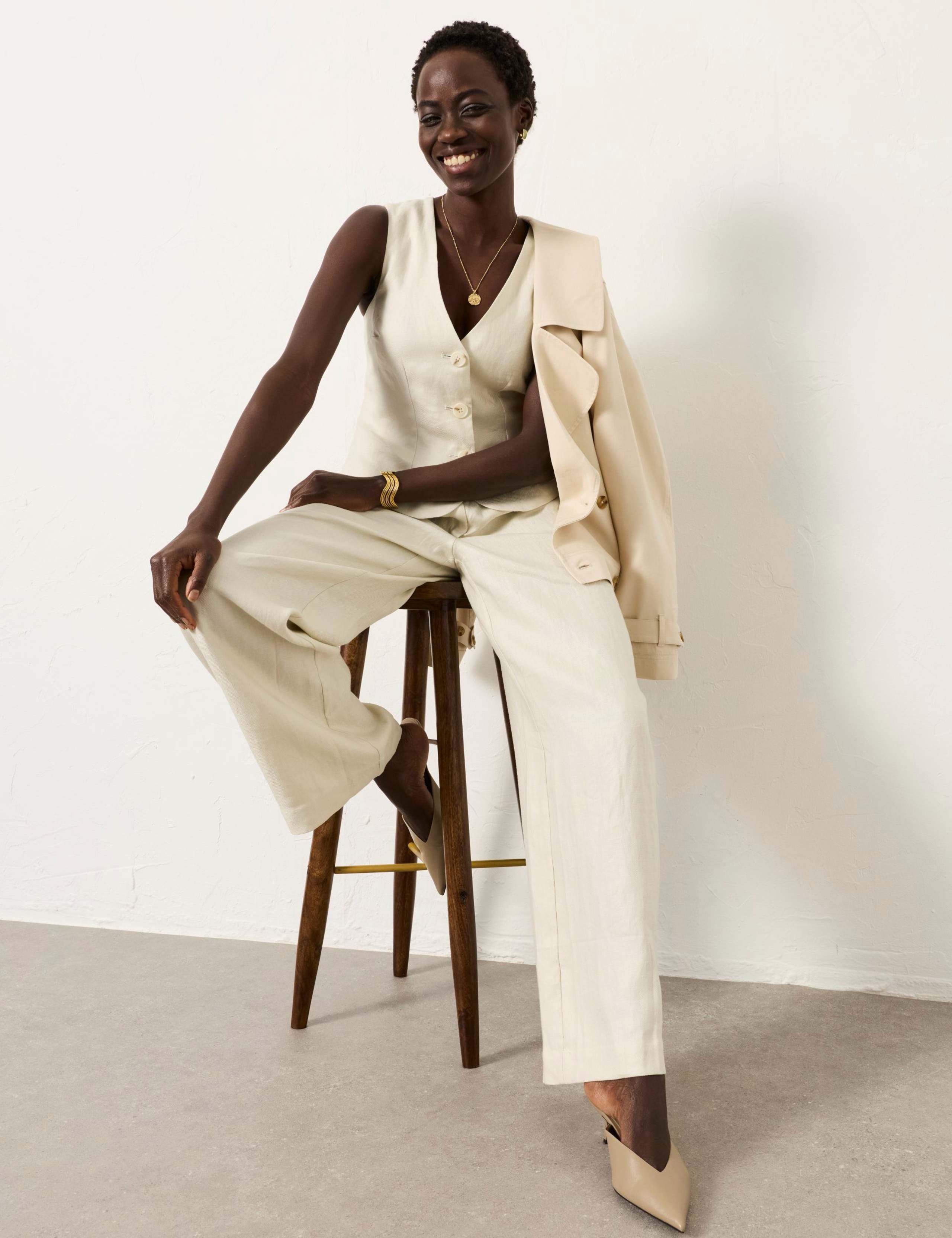 Pure Linen Straight Leg Trousers 8 of 8