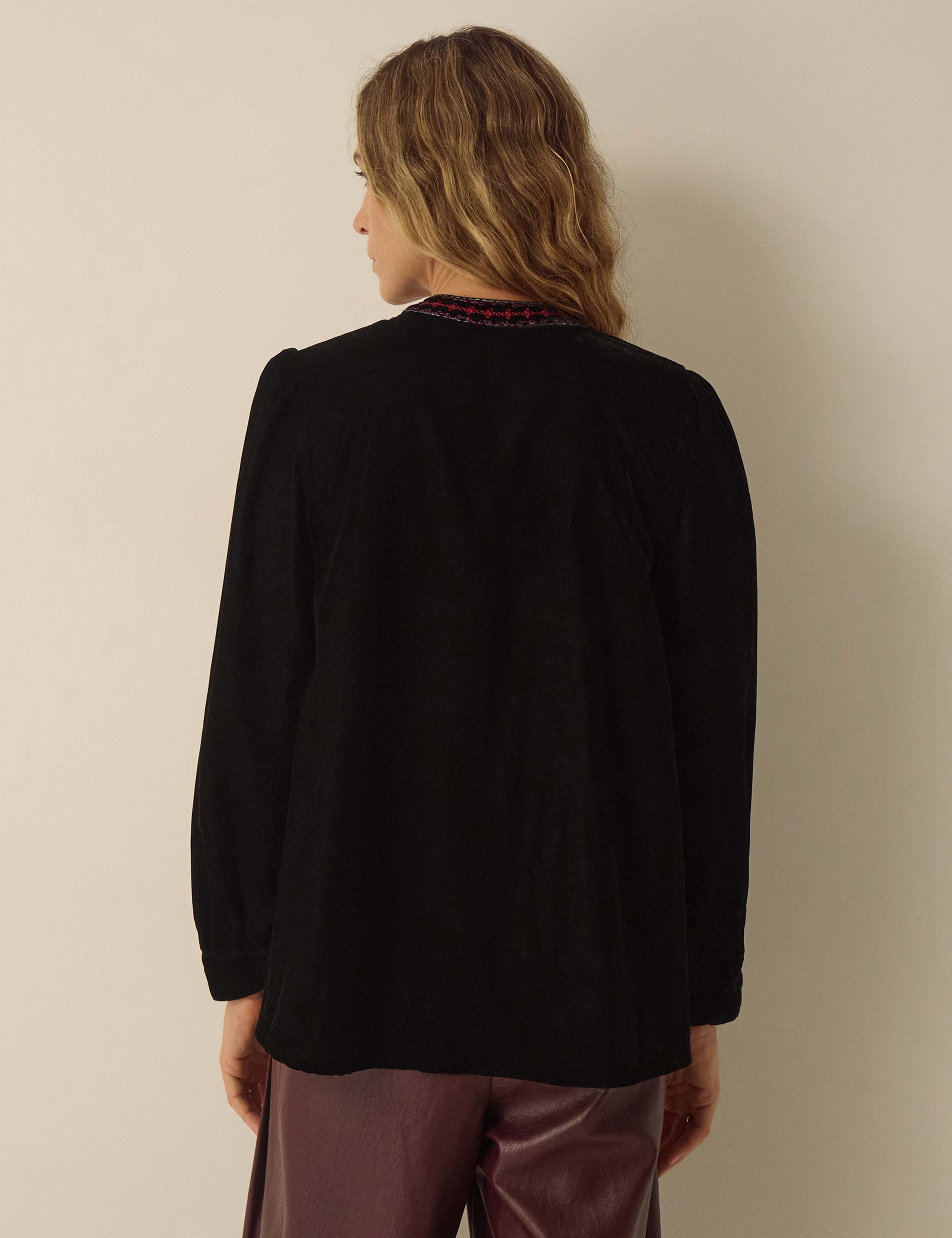 Velvet Embroidered High Neck Top 3 of 4