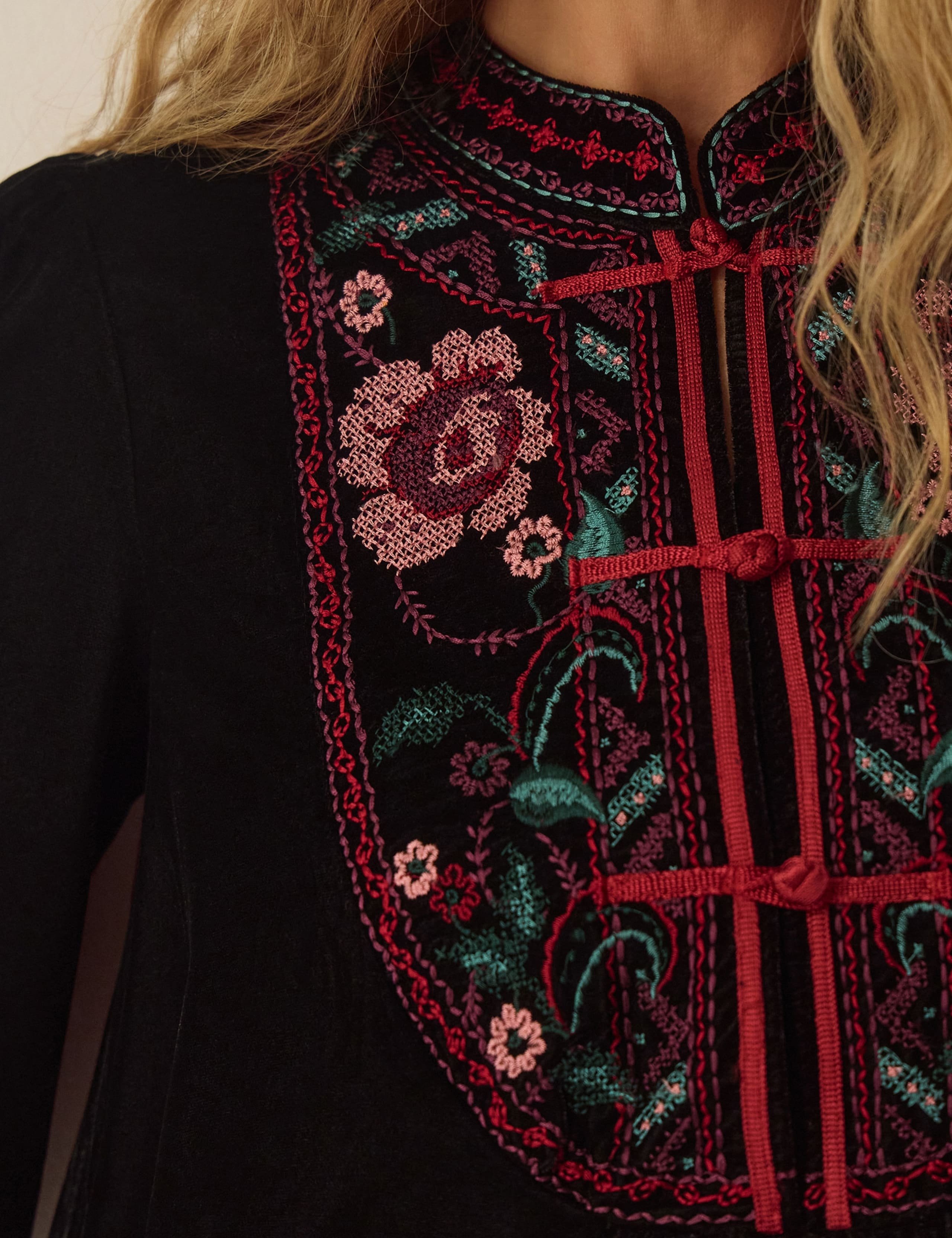 Velvet Embroidered High Neck Top 4 of 4