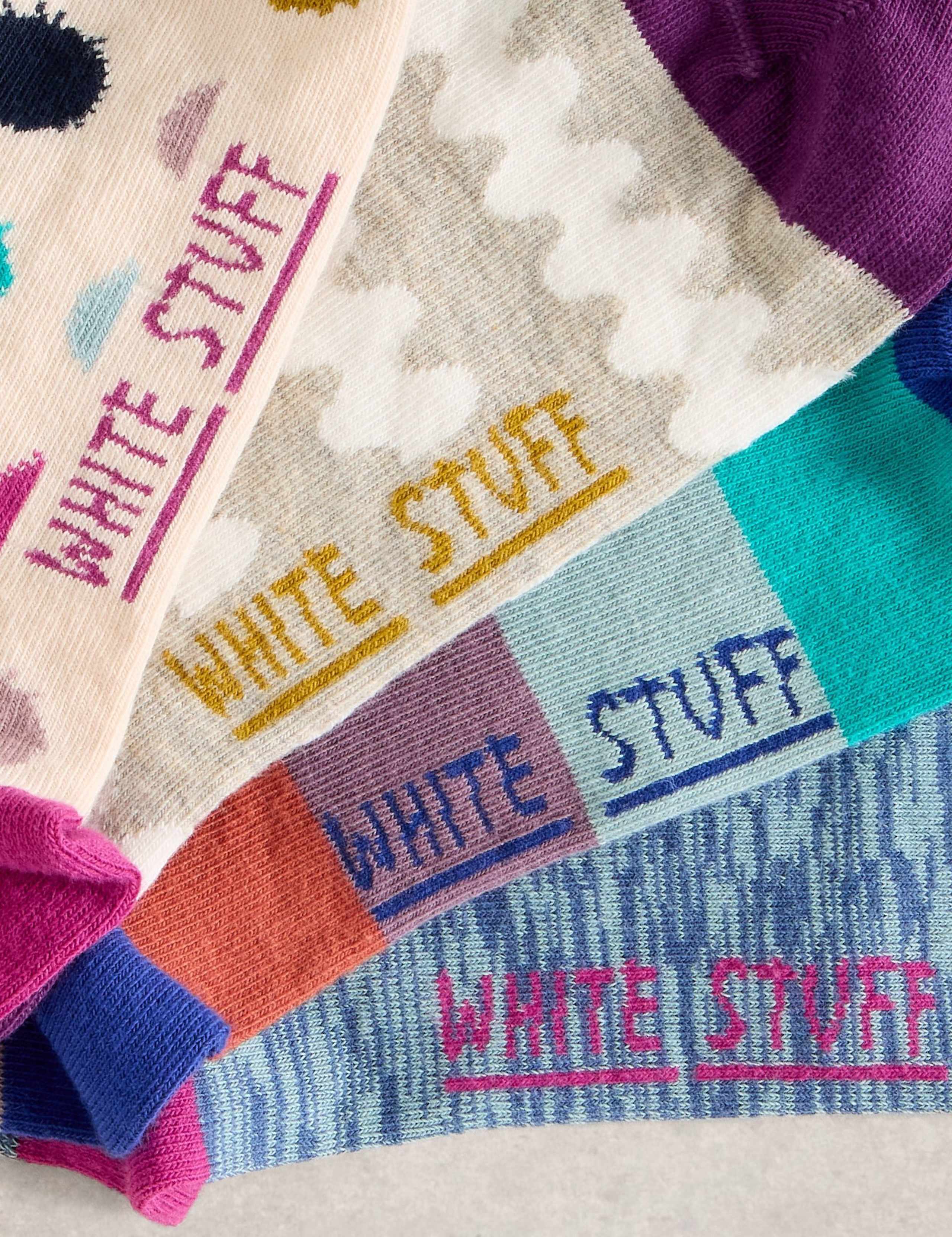 4Pk Cotton Rich Hotchpotch Ankle High Socks 4 of 4