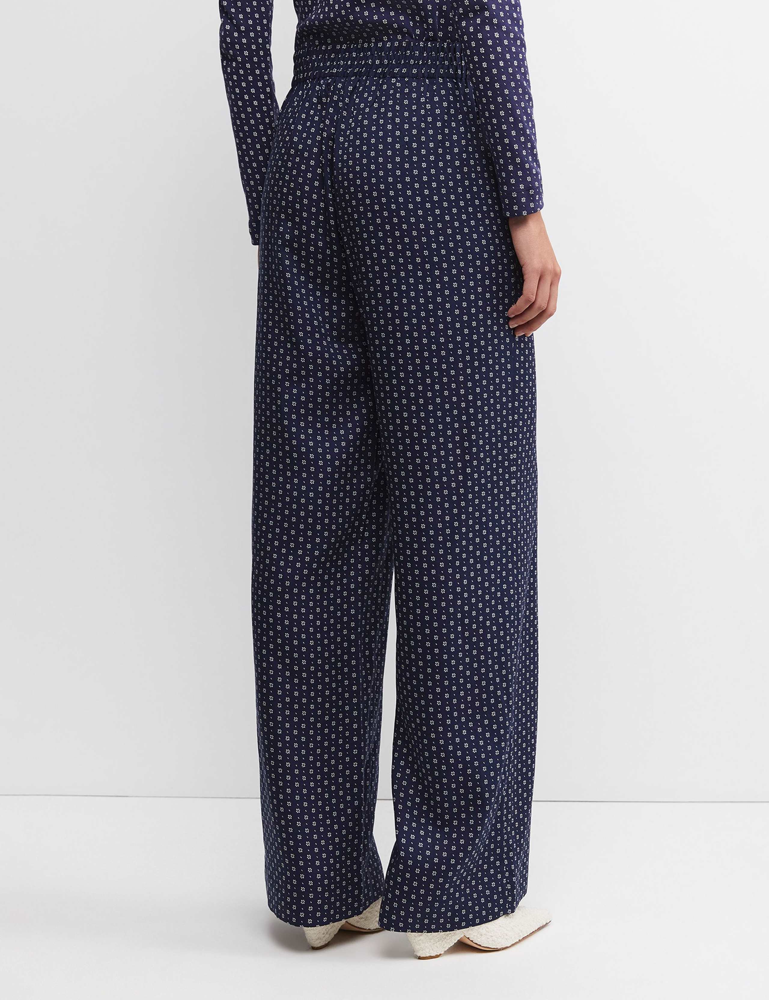 Pure Lyocell Geometric Wide Leg Trousers 2 of 5