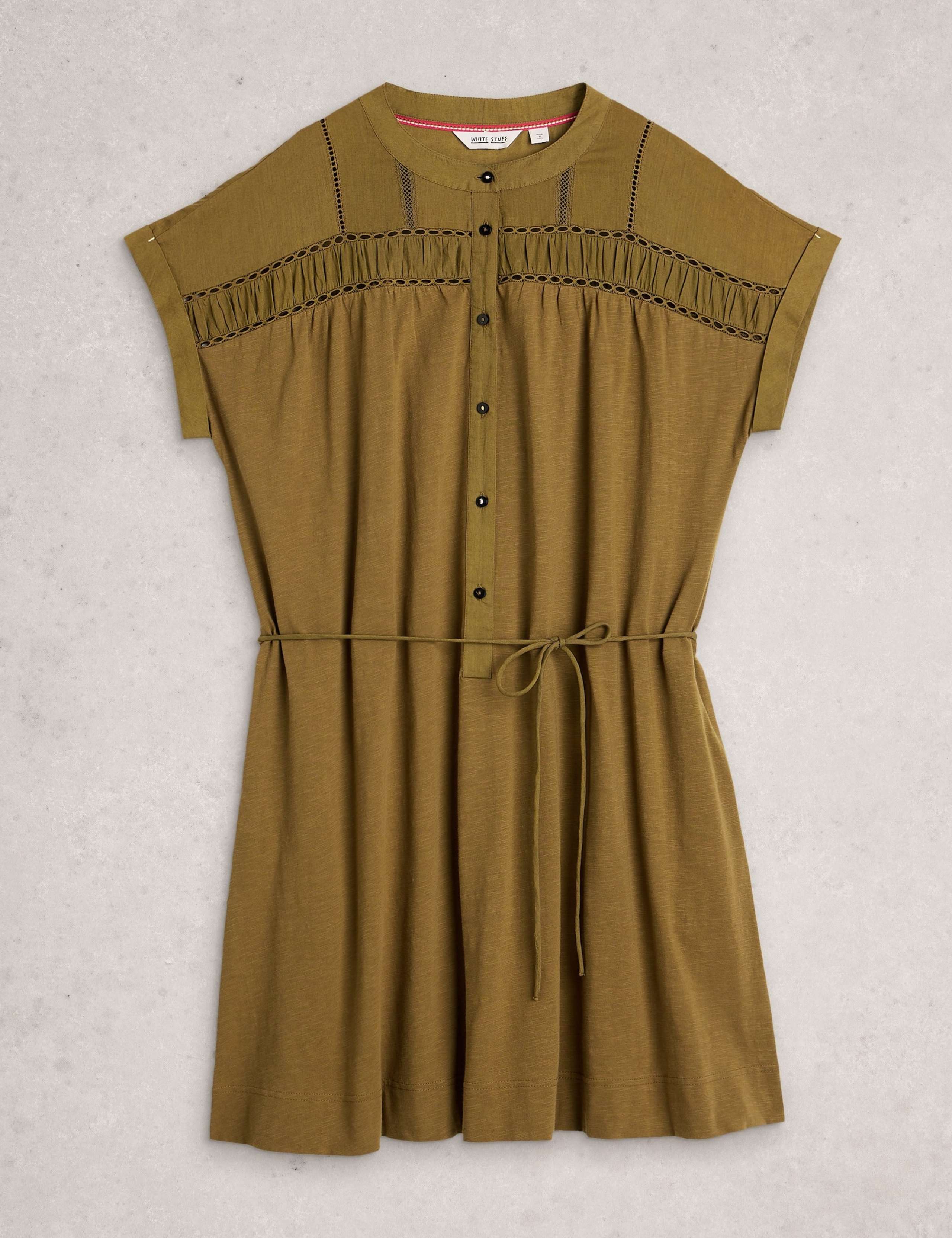 Pure Cotton Tie Waist Knee Length Shirt Dress 2 of 6
