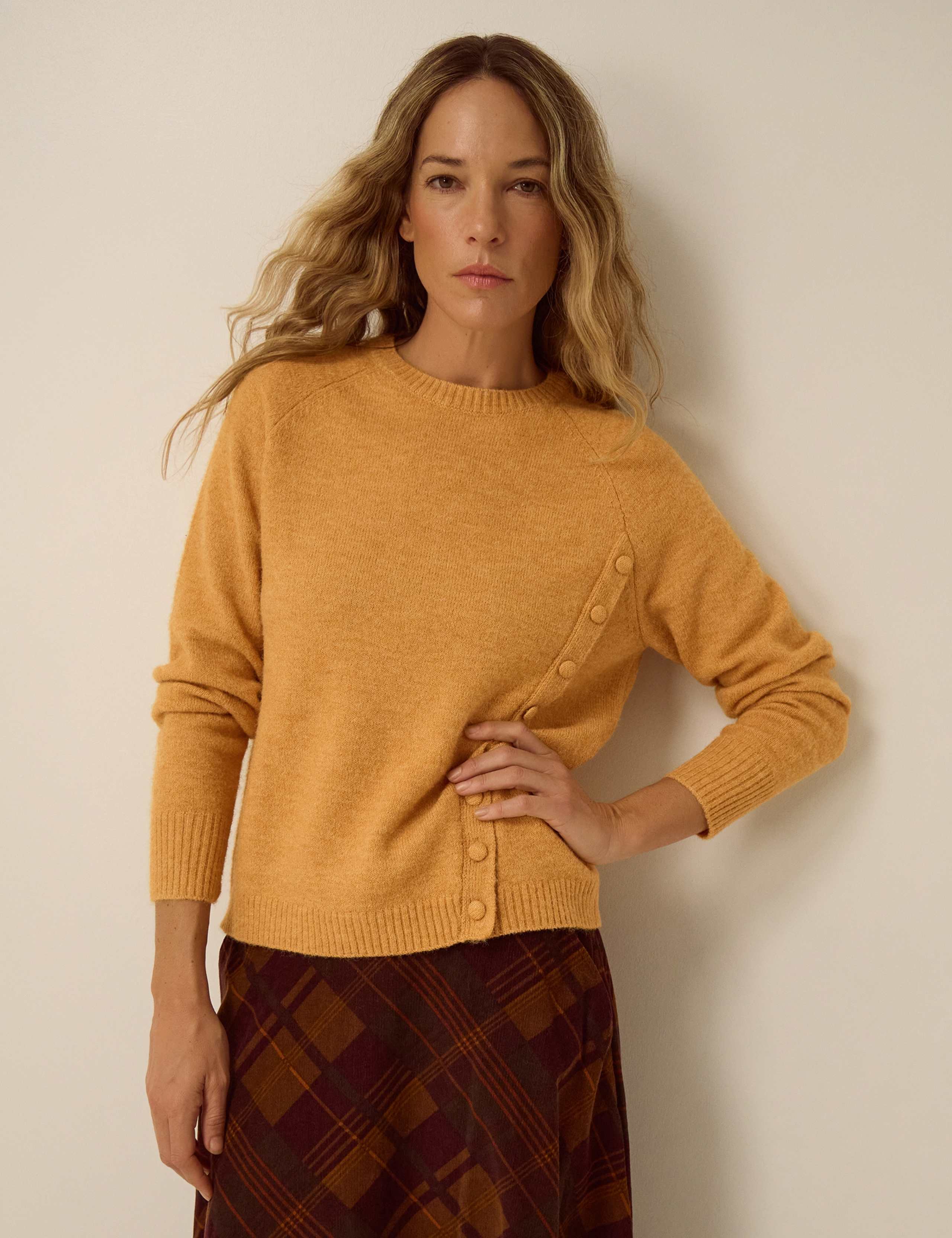 Button Detail Crew Neck Jumper 1 of 4