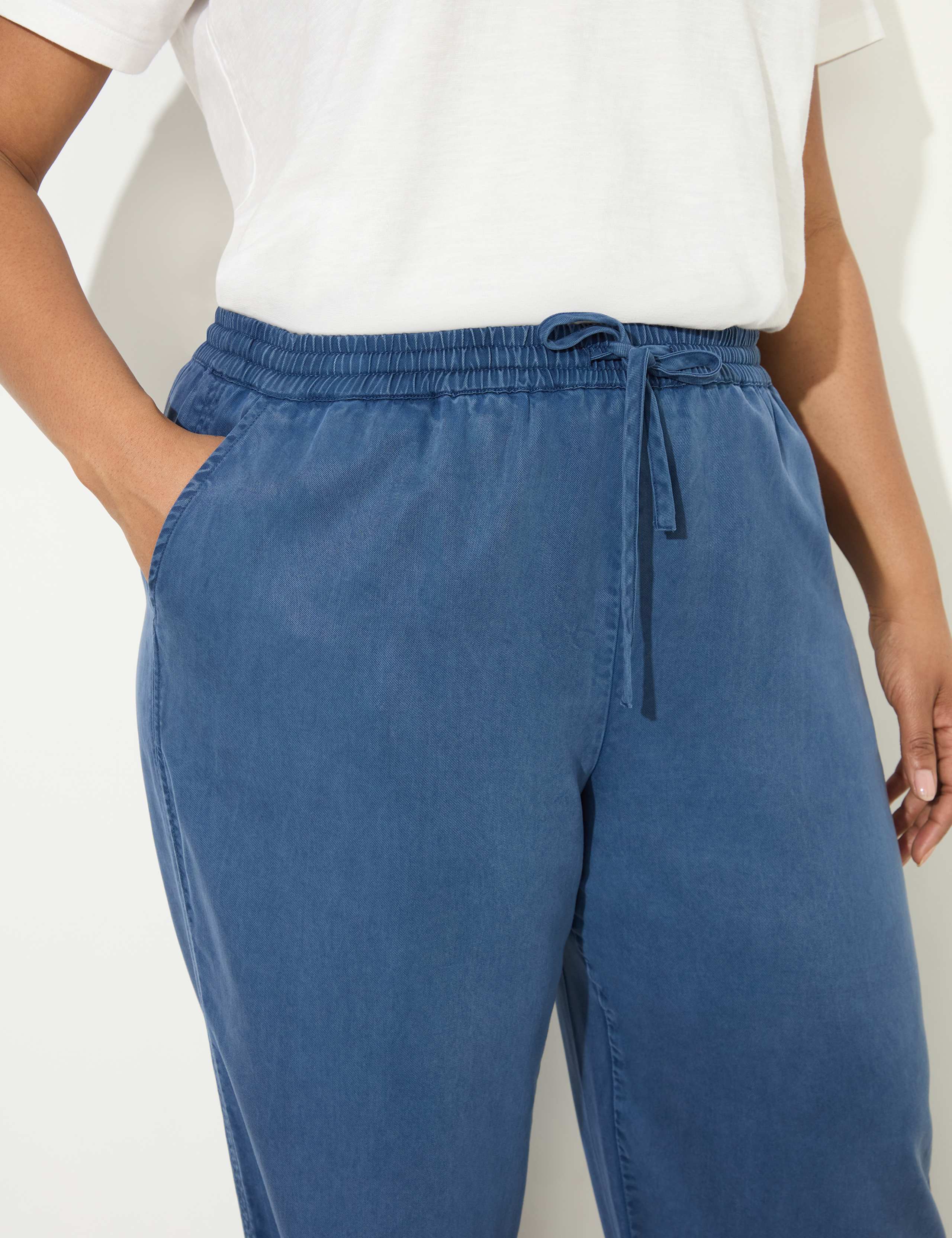 Pure Lyocell Drawstring Wide Leg Trousers 8 of 8
