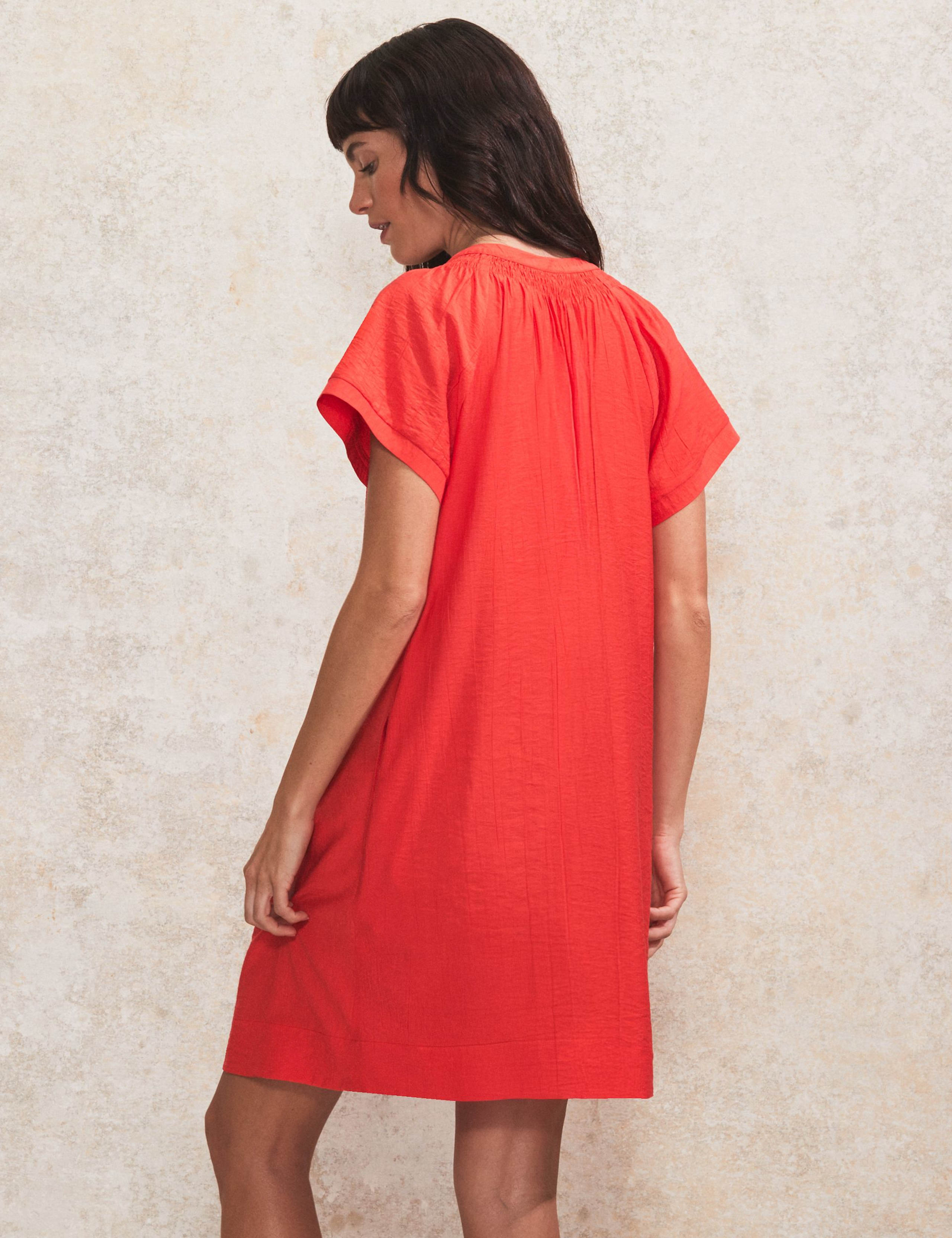 V-Neck Gathered Mini Shift Dress 2 of 5