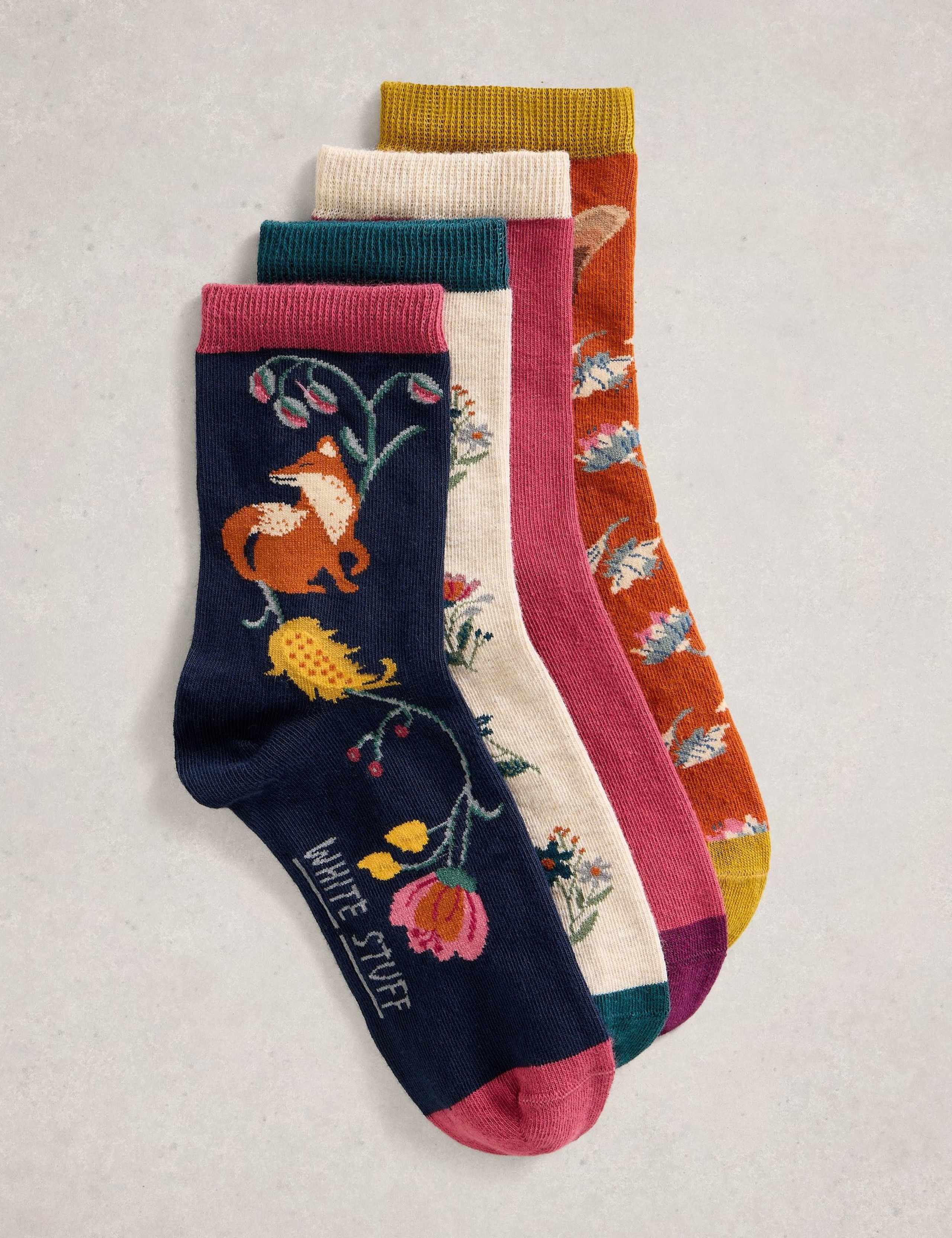 4pk Cotton Rich Woodland Ankle High Socks 3 of 4
