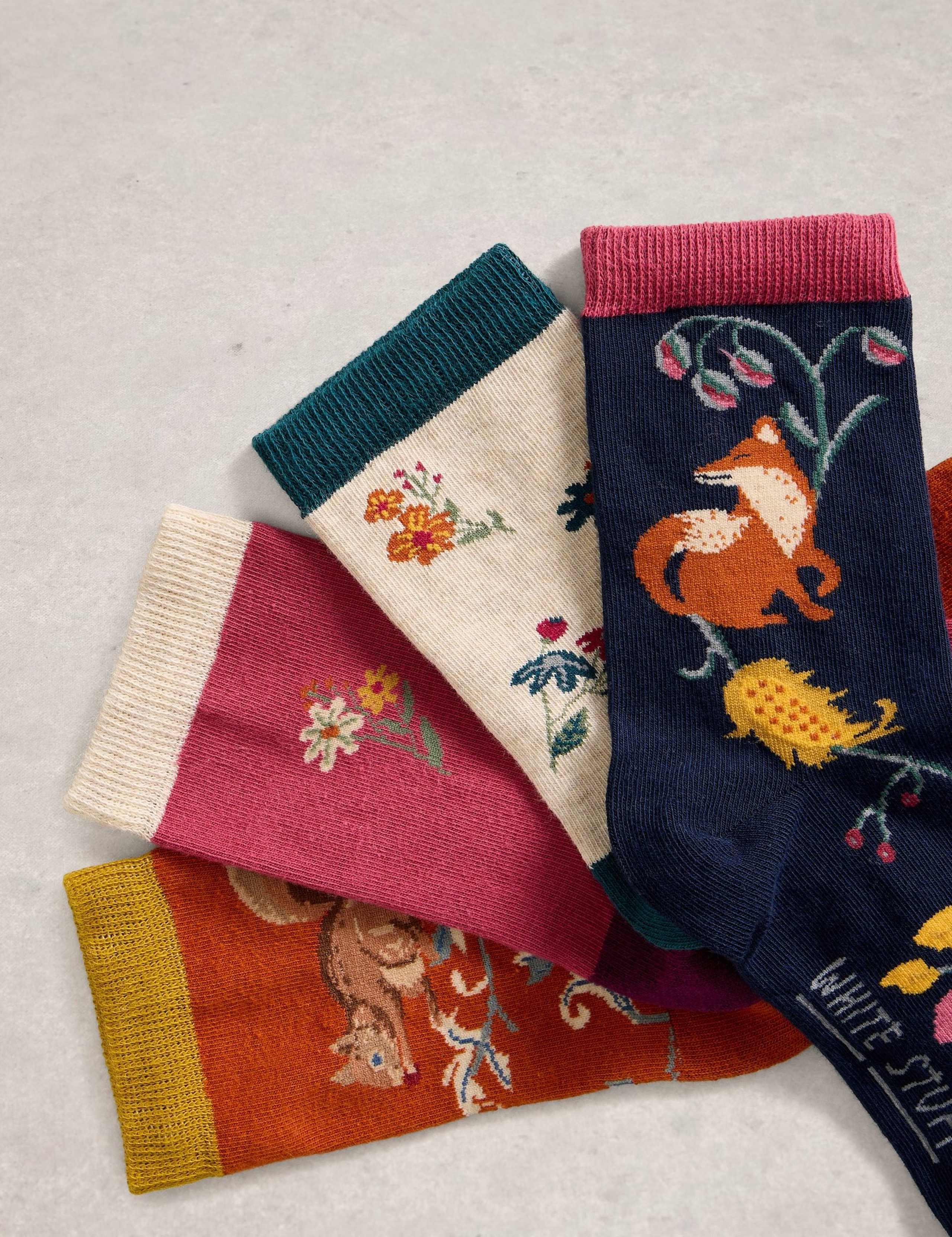 4pk Cotton Rich Woodland Ankle High Socks 4 of 4