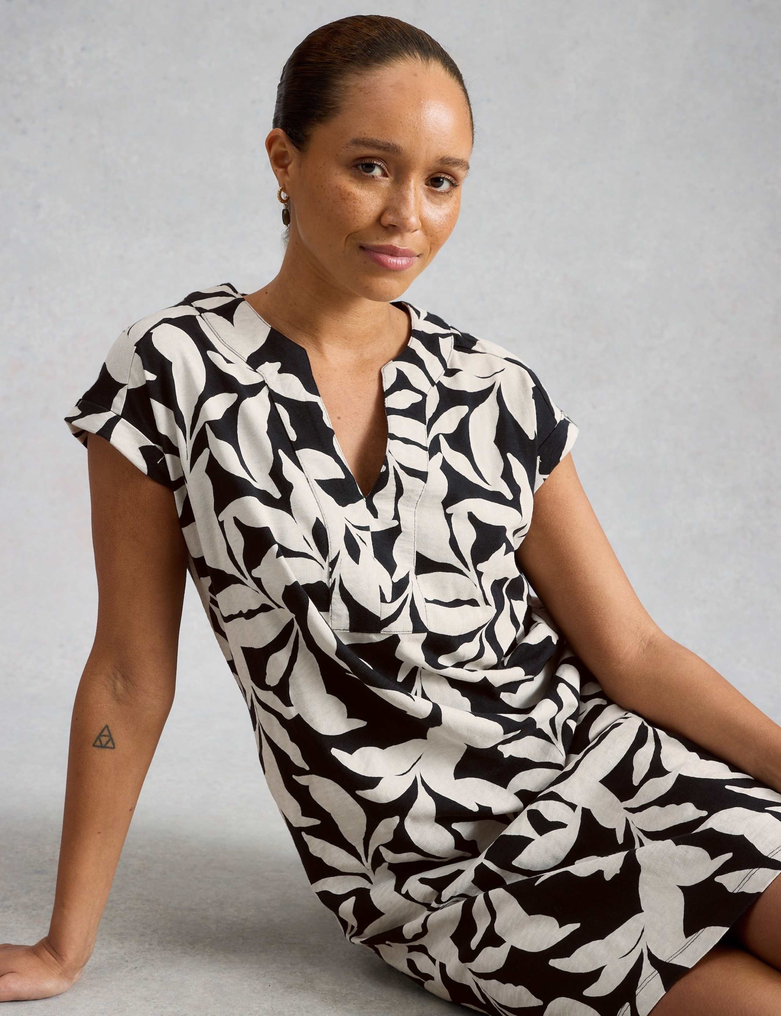 Pure Cotton Floral Jersey V-Neck Shift Dress 6 of 6