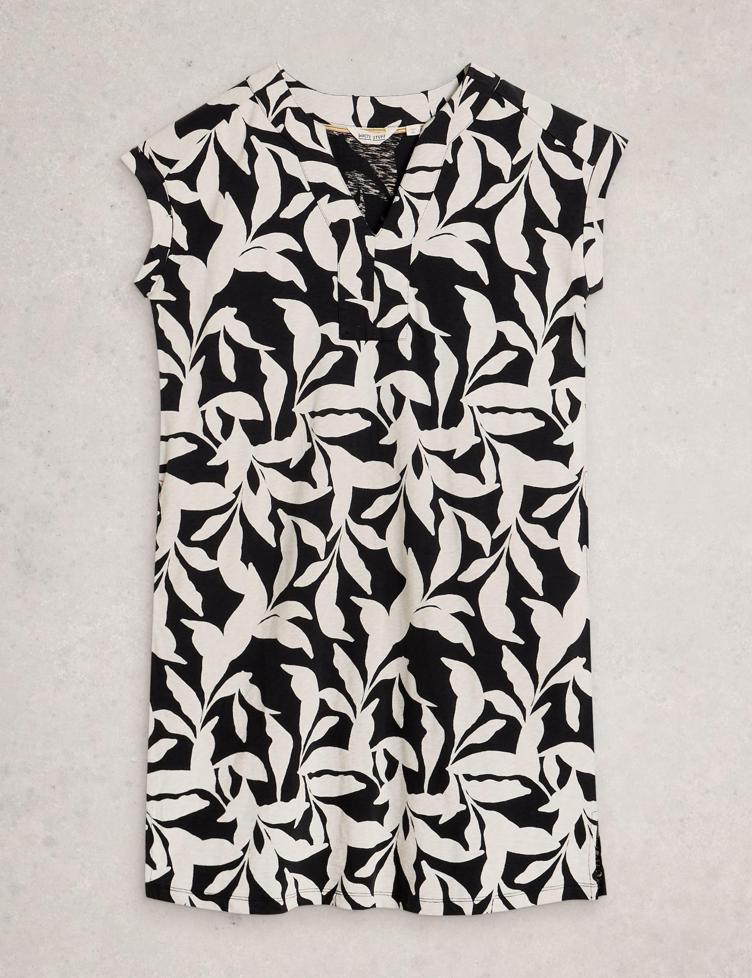 Pure Cotton Floral Jersey V-Neck Shift Dress 2 of 6