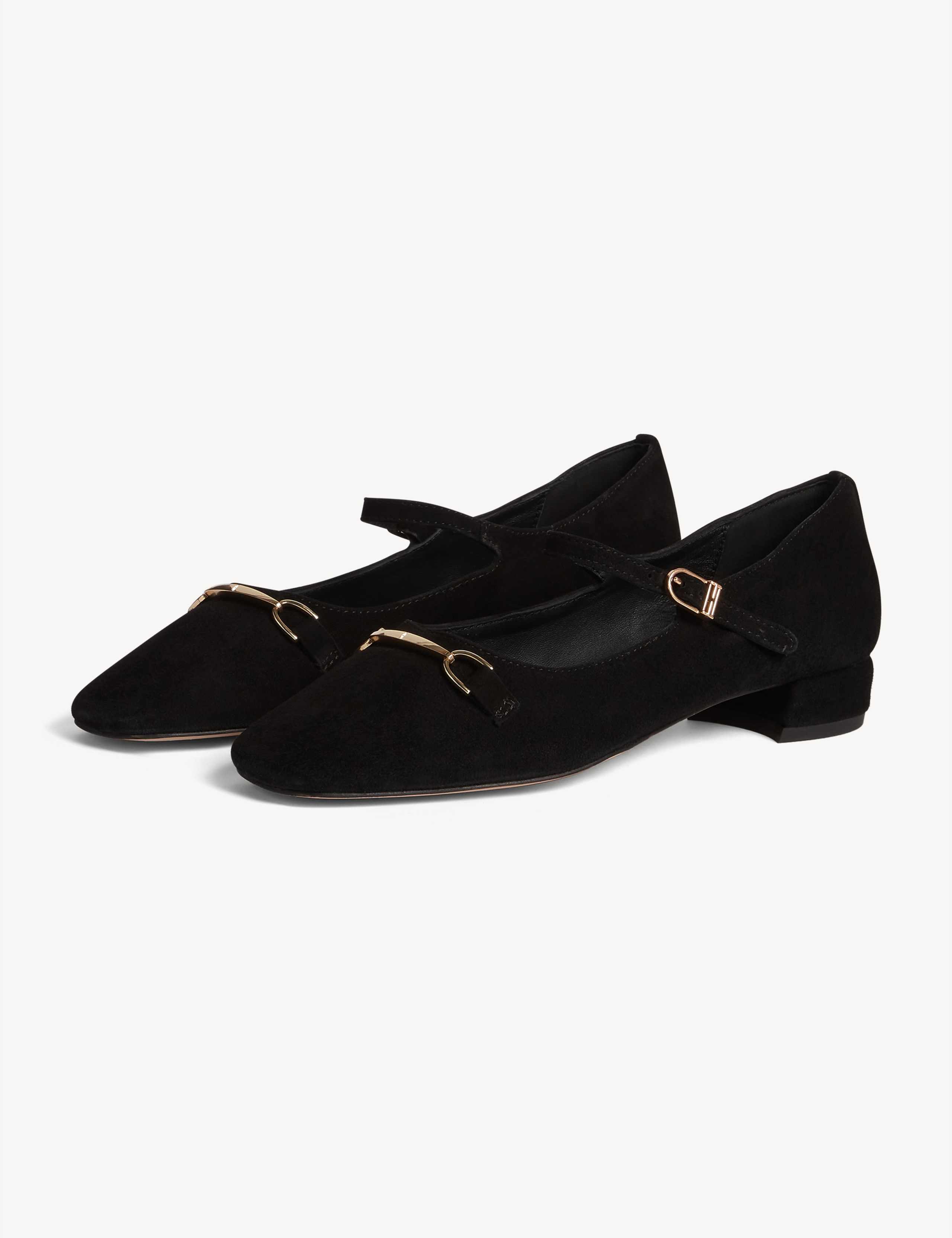 Suede Bar Block Heel Mary Jane Pumps 3 of 6