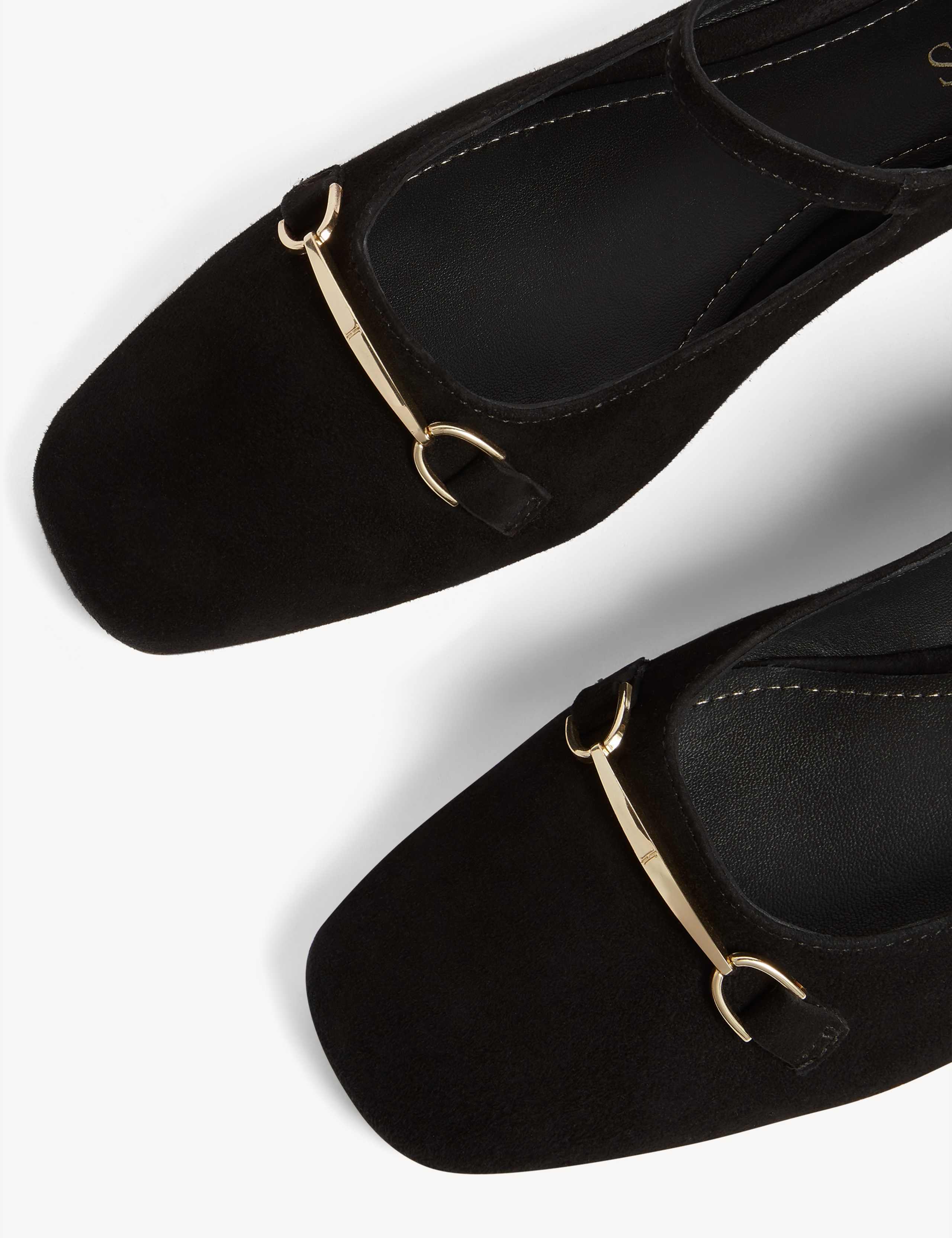 Suede Bar Block Heel Mary Jane Pumps 4 of 6