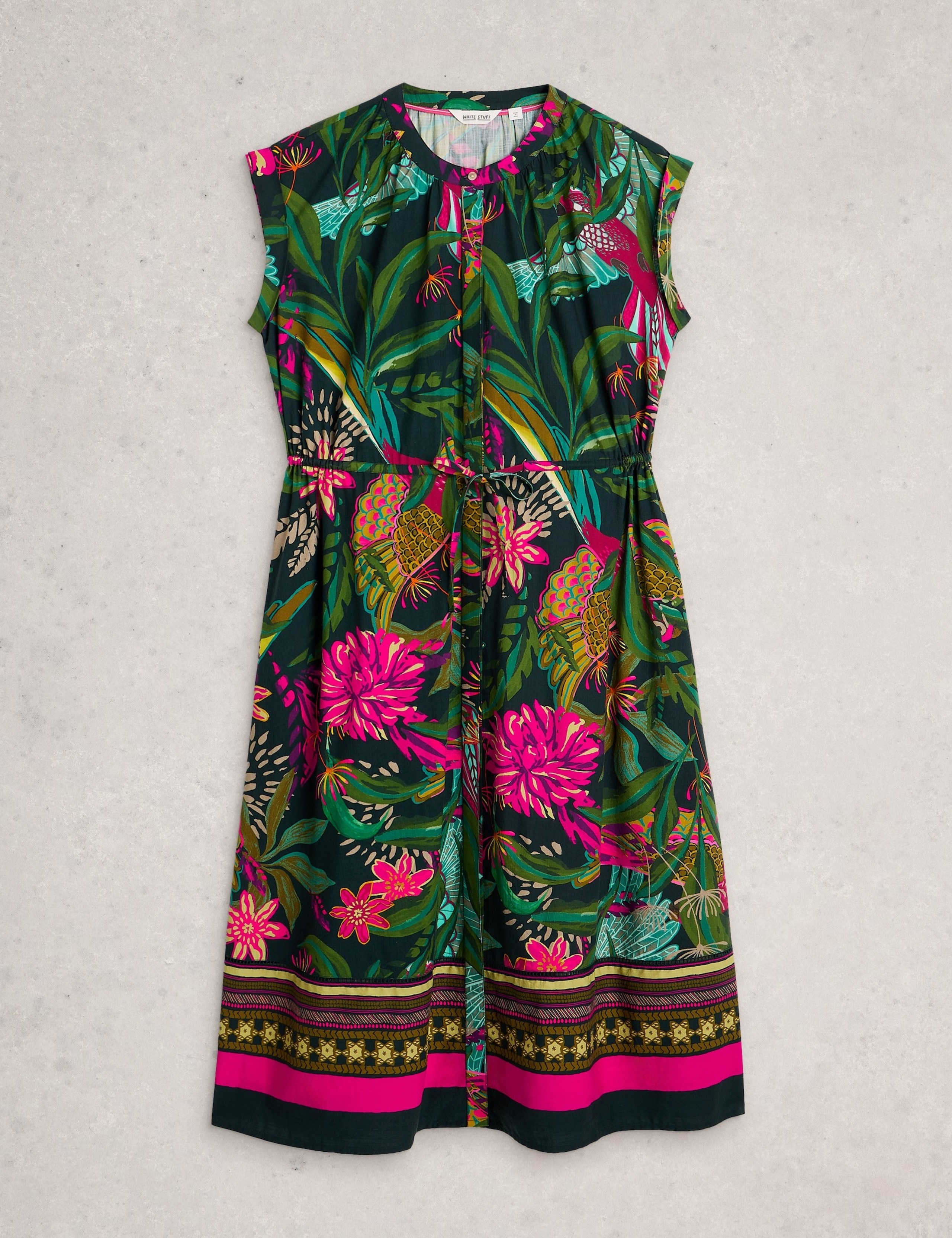 Cotton Rich Floral Midi Waisted Dress 2 of 6