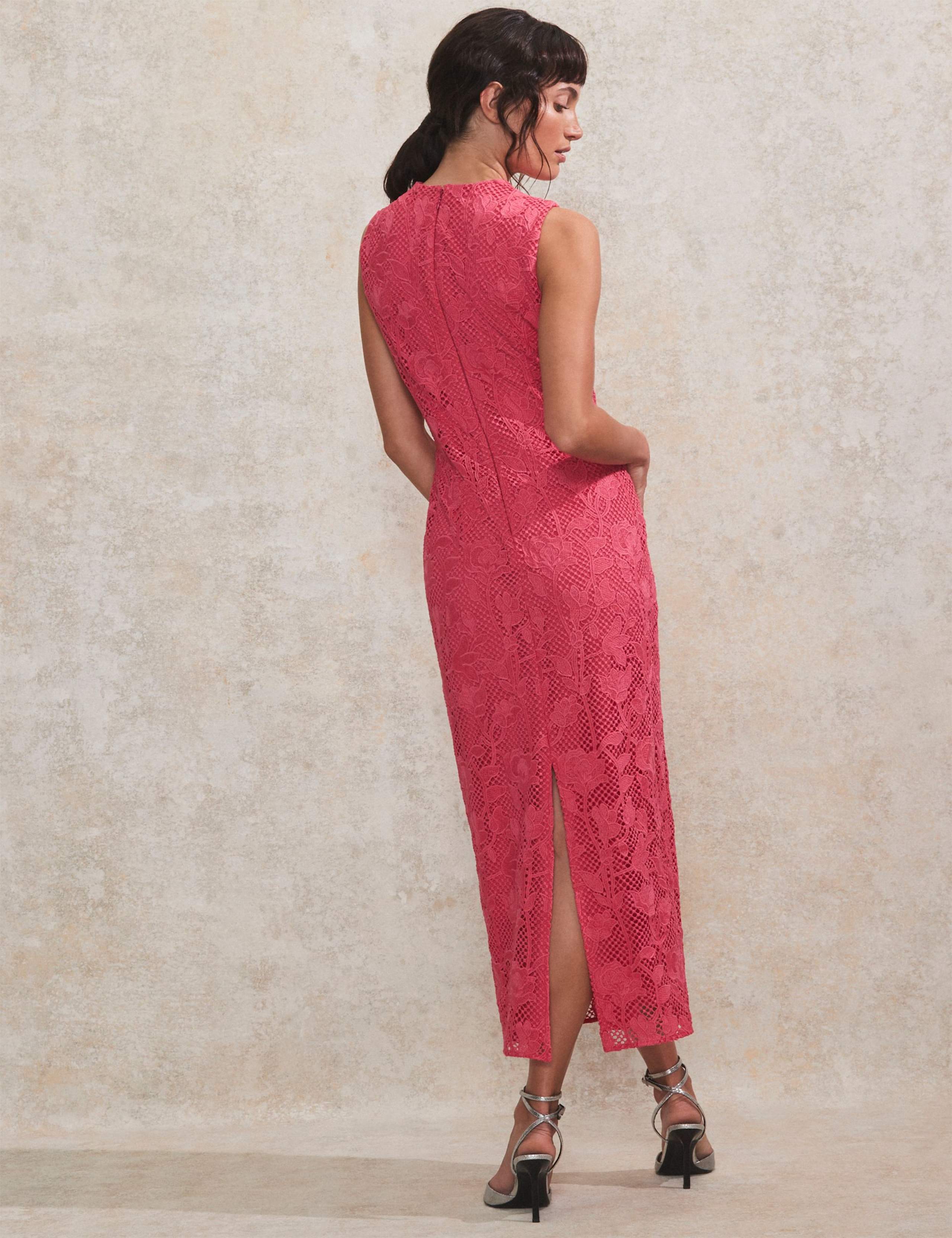 Lace Textured High Neck Midaxi Column Dress 3 of 4