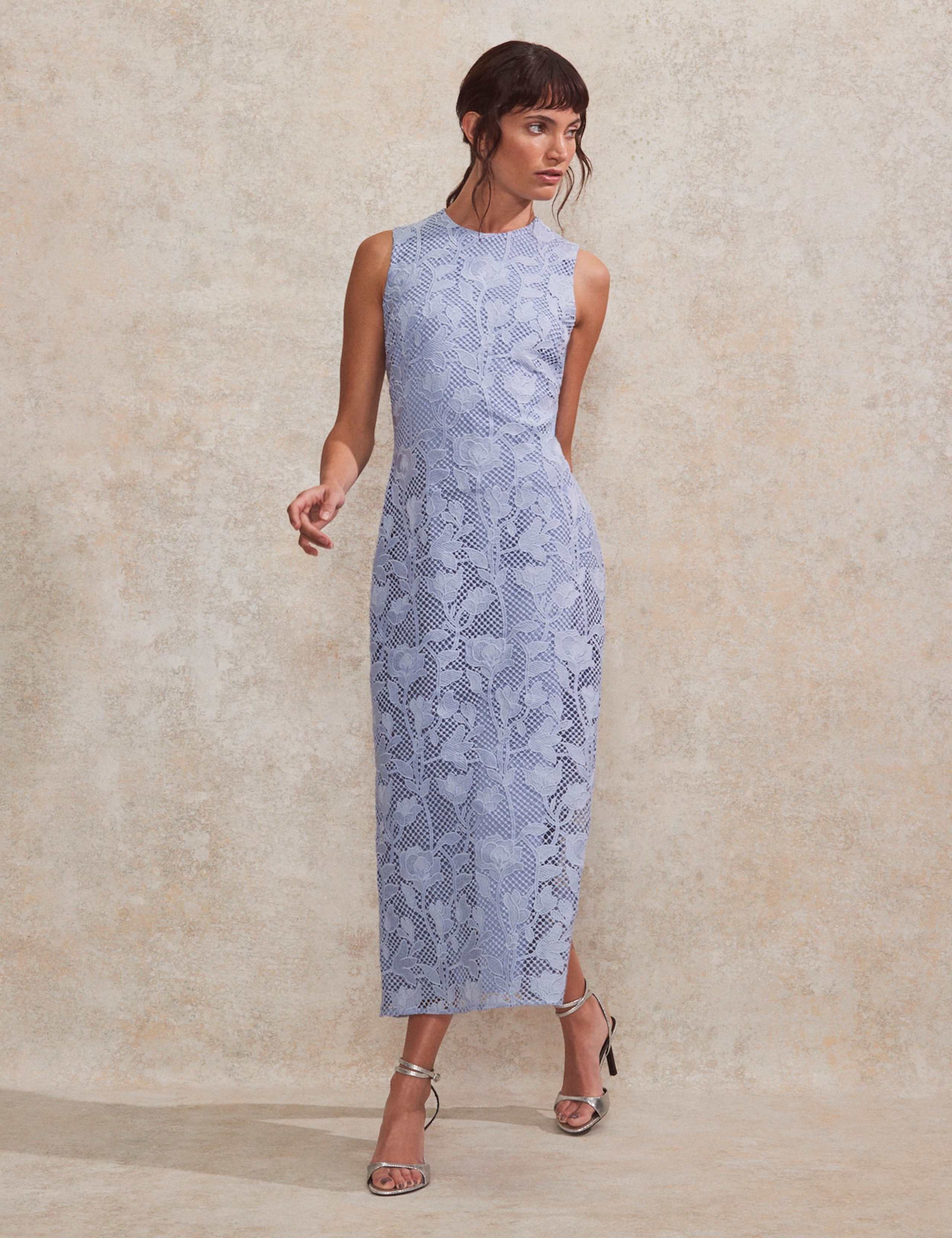 Lace Textured High Neck Midaxi Column Dress 2 of 4