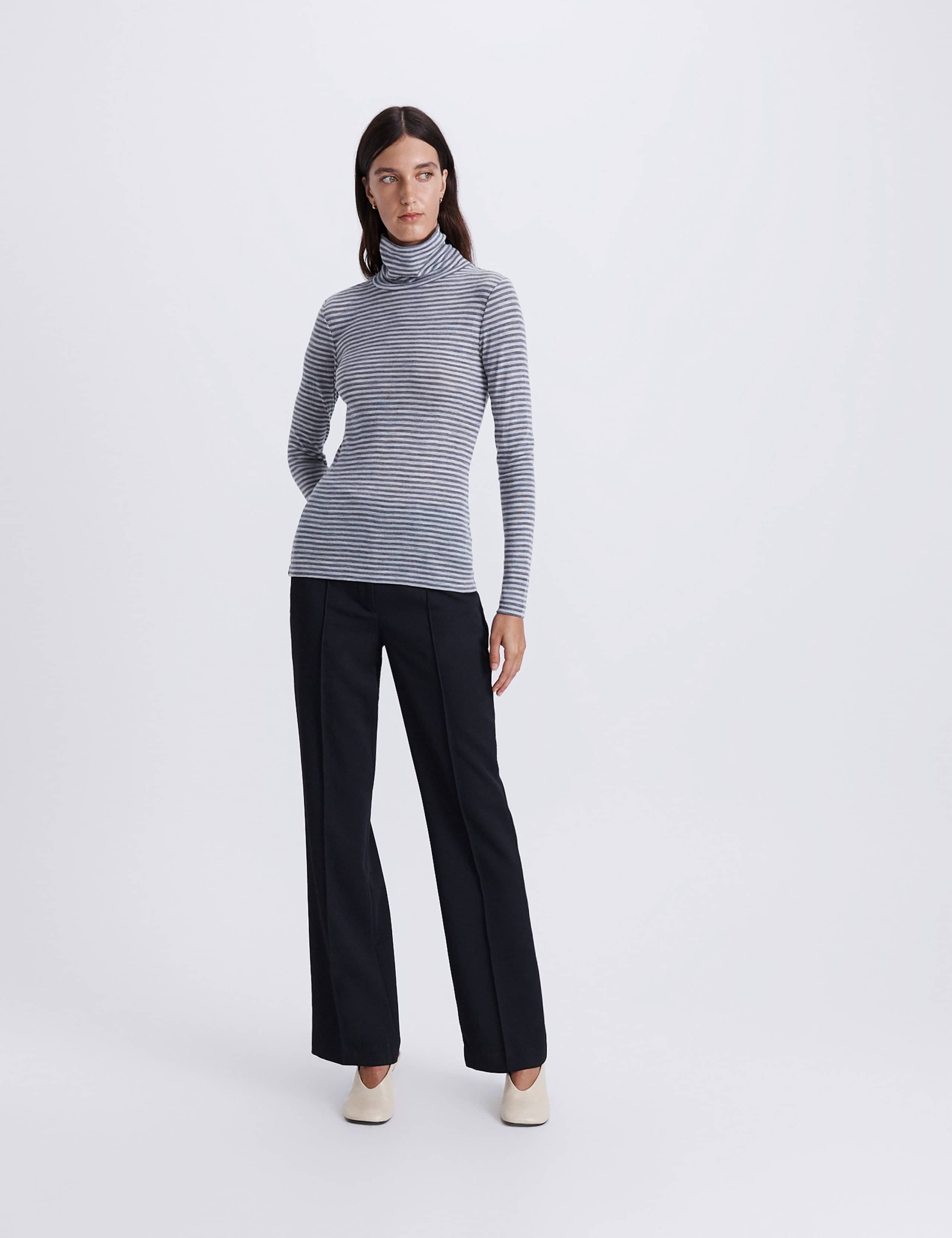 Pure Merino Wool Striped Roll Neck Top 3 of 6