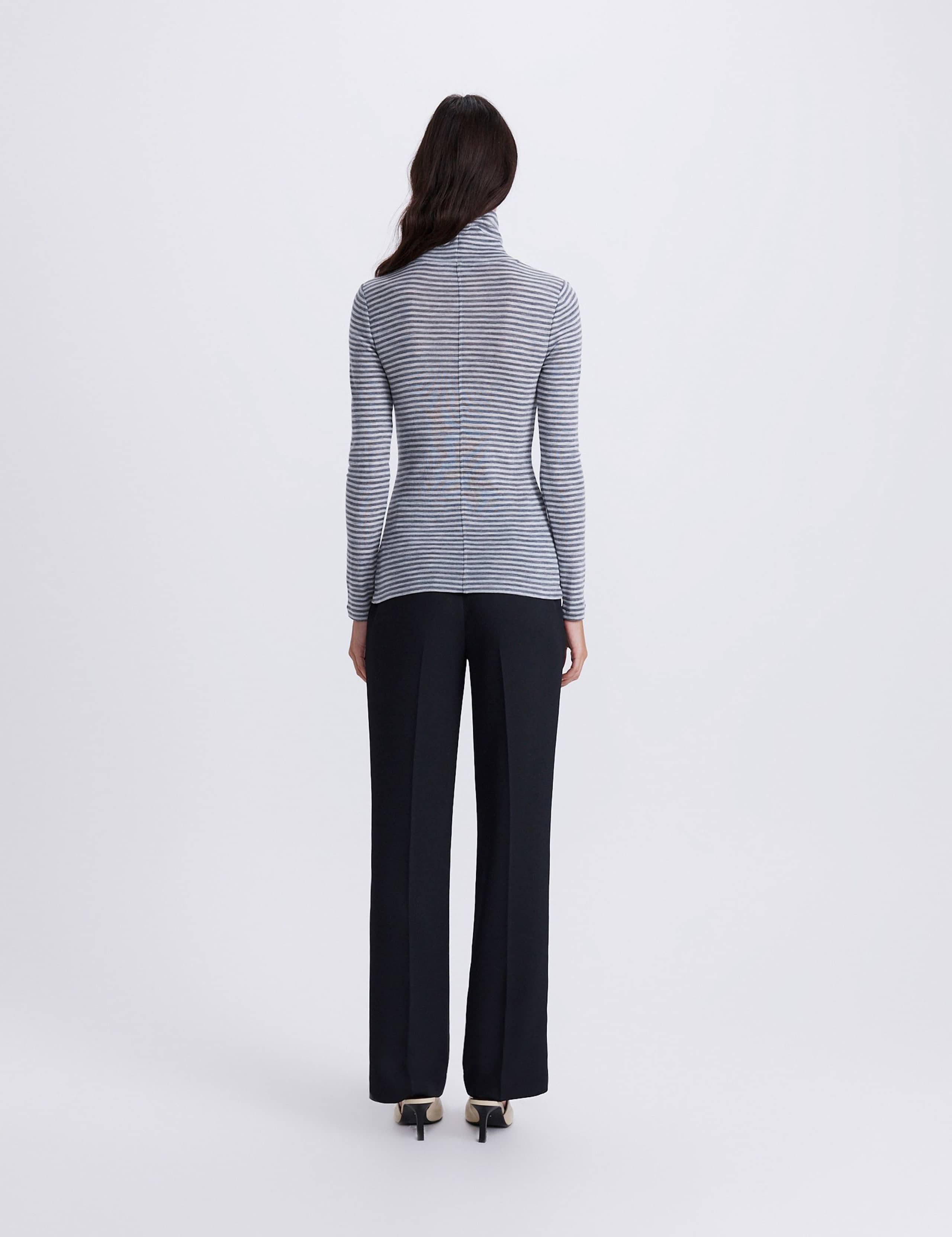 Pure Merino Wool Striped Roll Neck Top 4 of 6