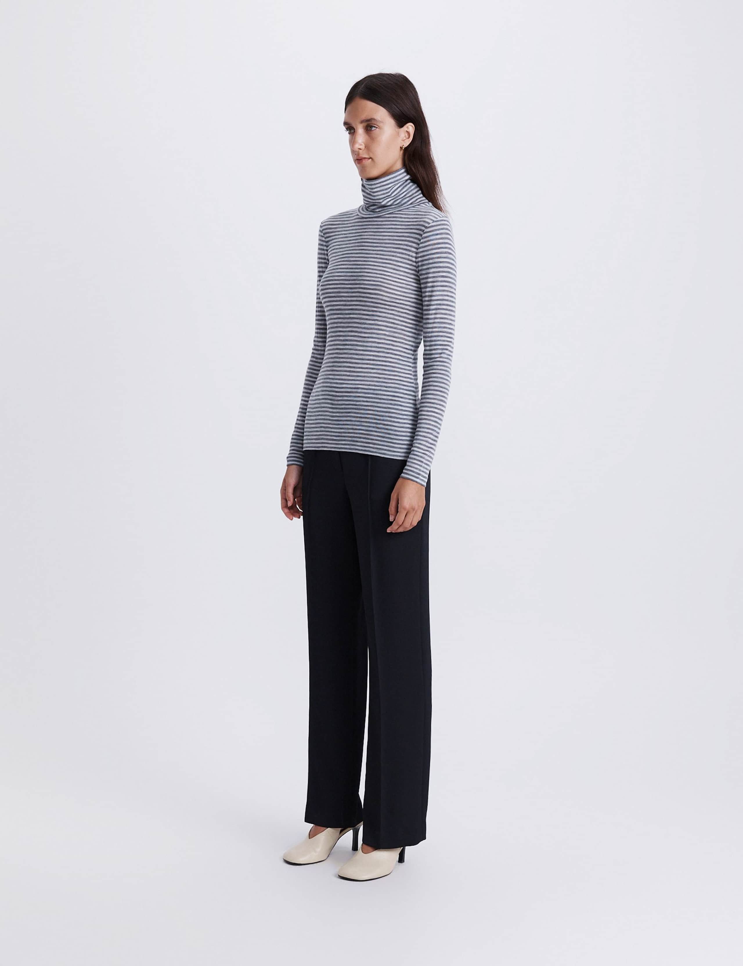 Pure Merino Wool Striped Roll Neck Top 5 of 6