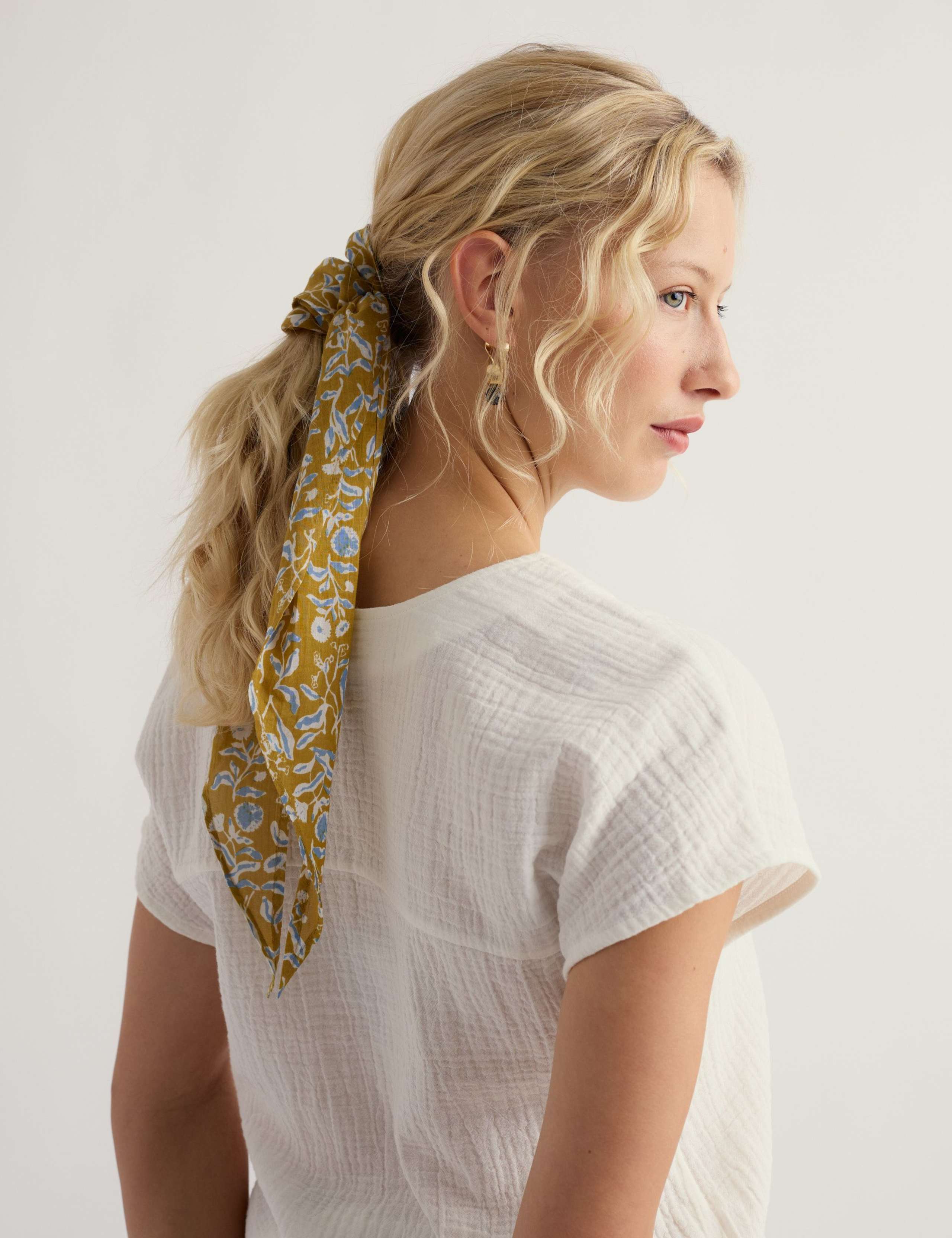 Cotton Blend Floral Scarf 1 of 4