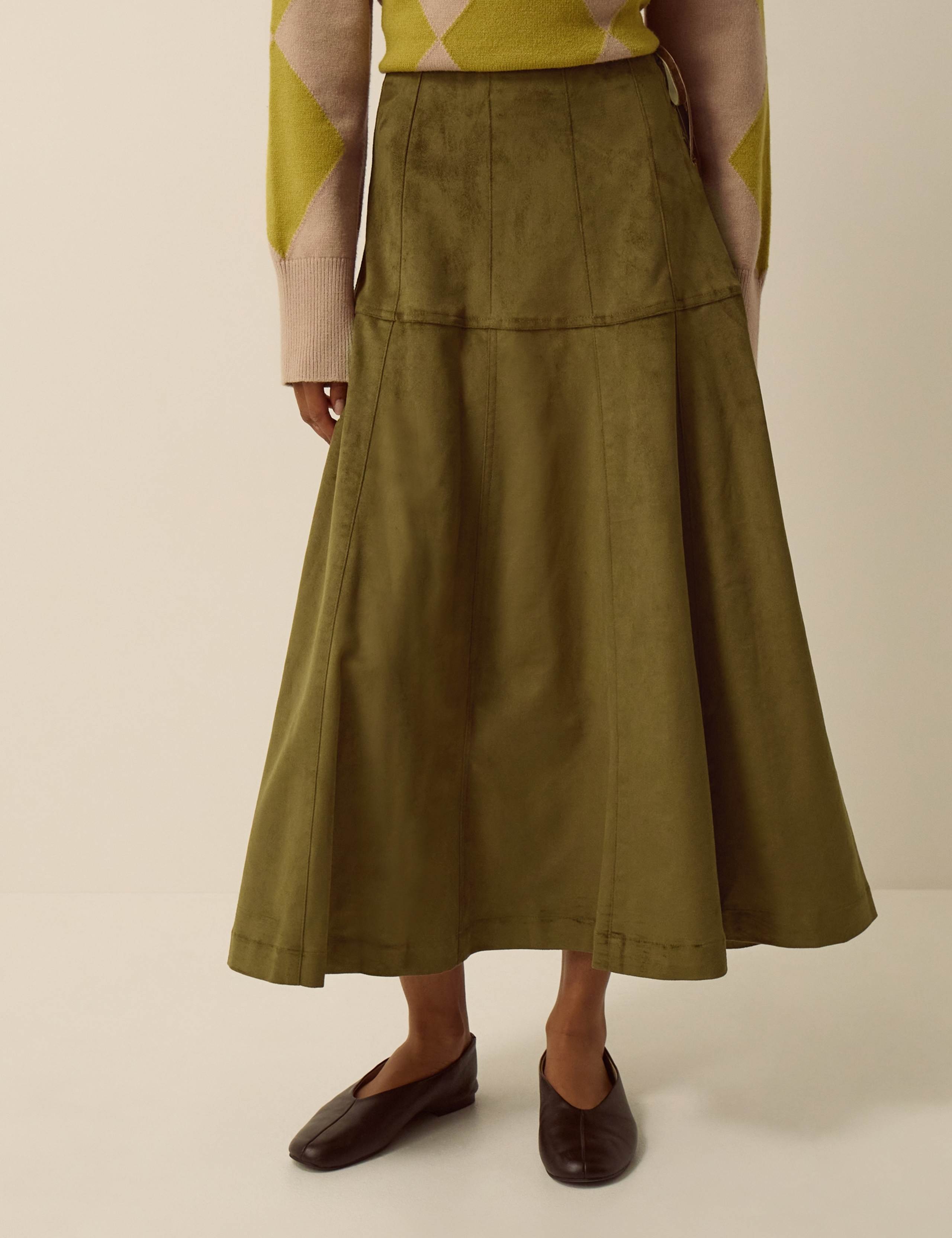 Suedette Midi A Line Skirt 1 of 4