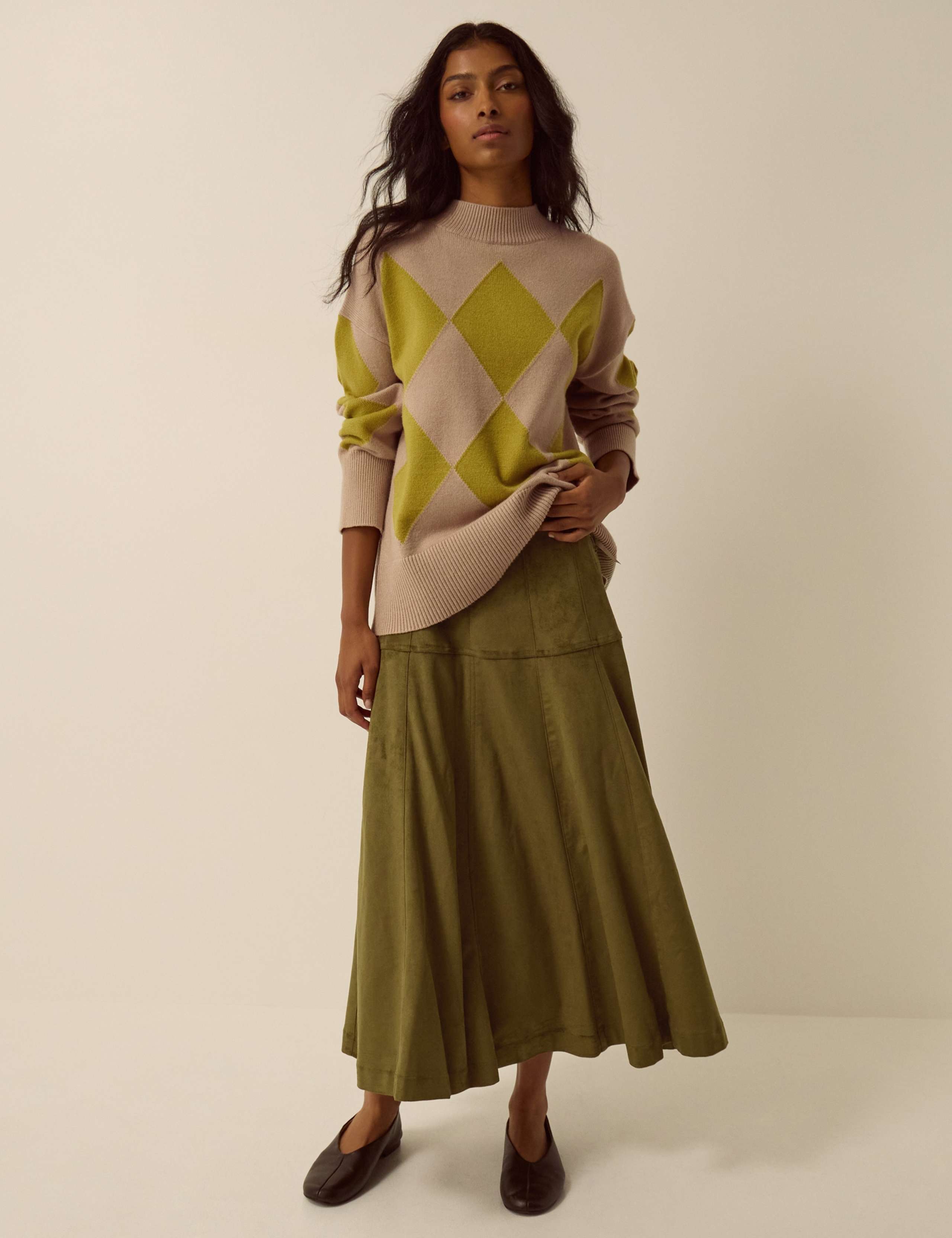 Suedette Midi A Line Skirt 2 of 4