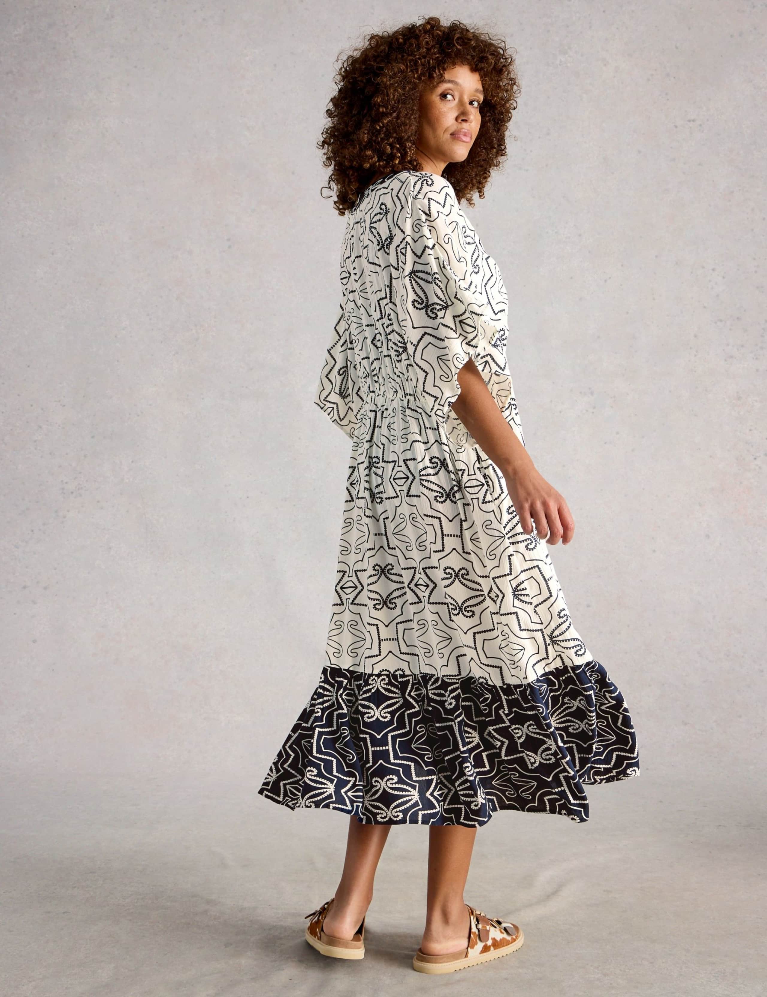 Printed V-Neck Midi Beach Dress 3 of 6