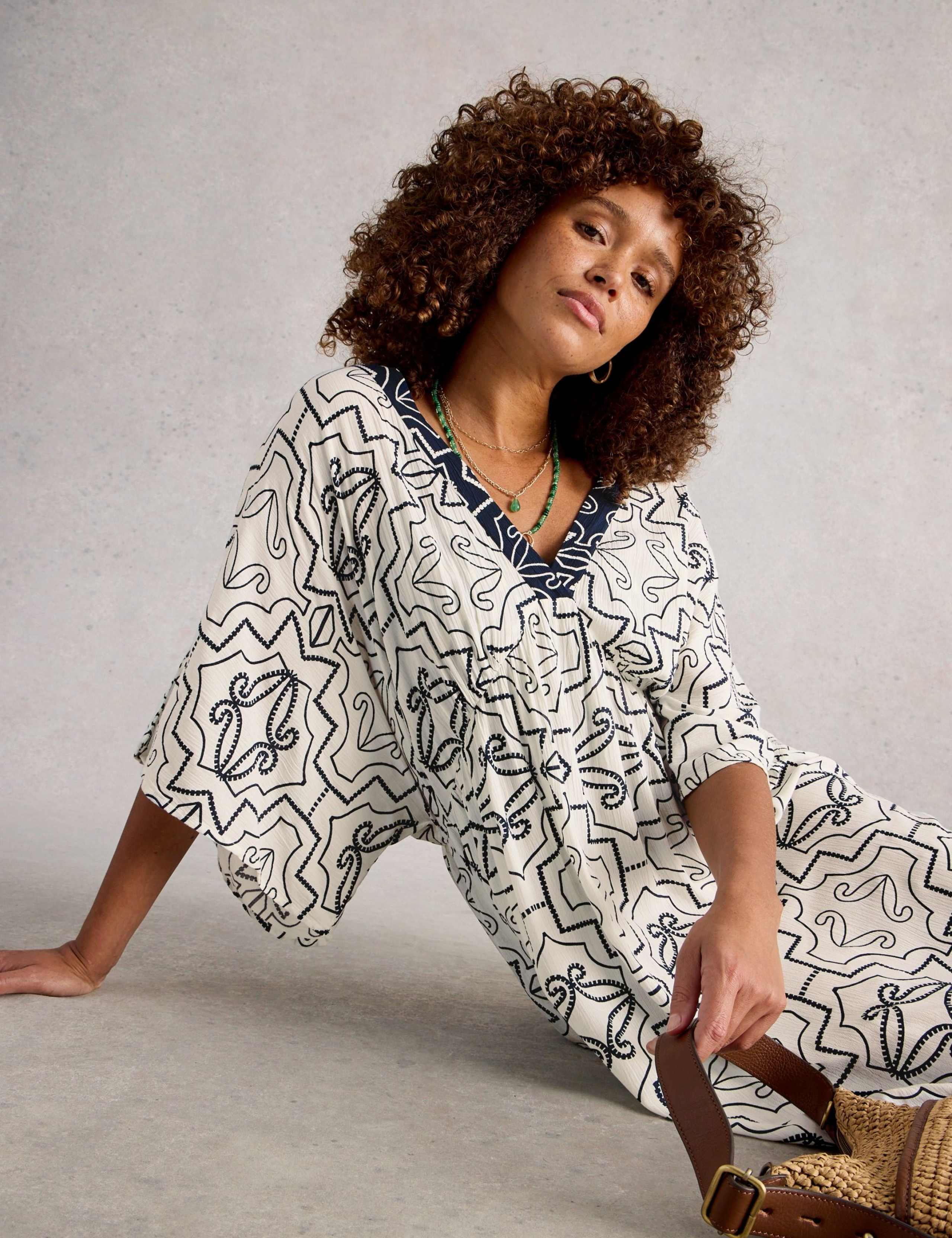 Printed V-Neck Midi Beach Dress 5 of 6