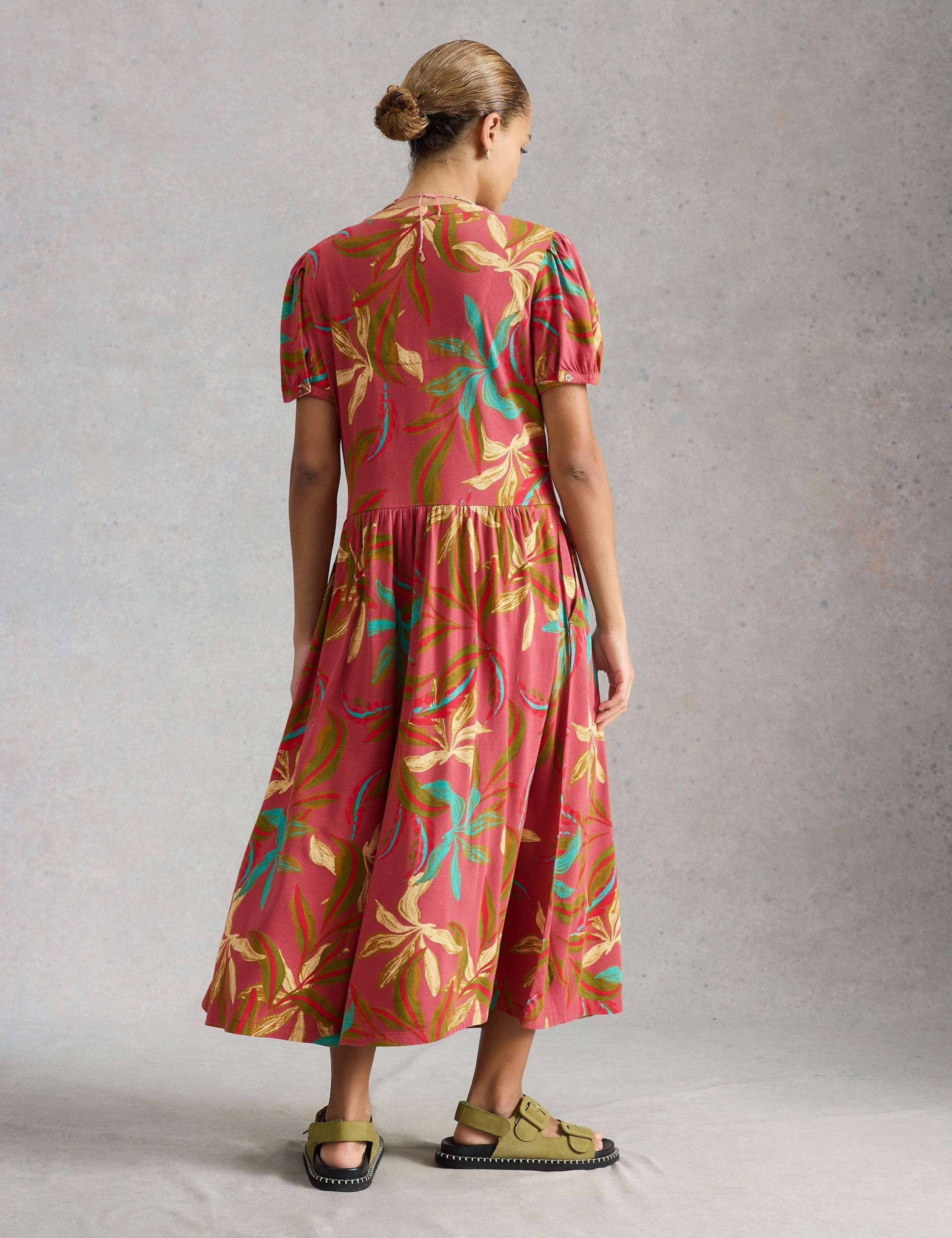 Floral Notch Neck Midi Waisted Dress 3 of 6