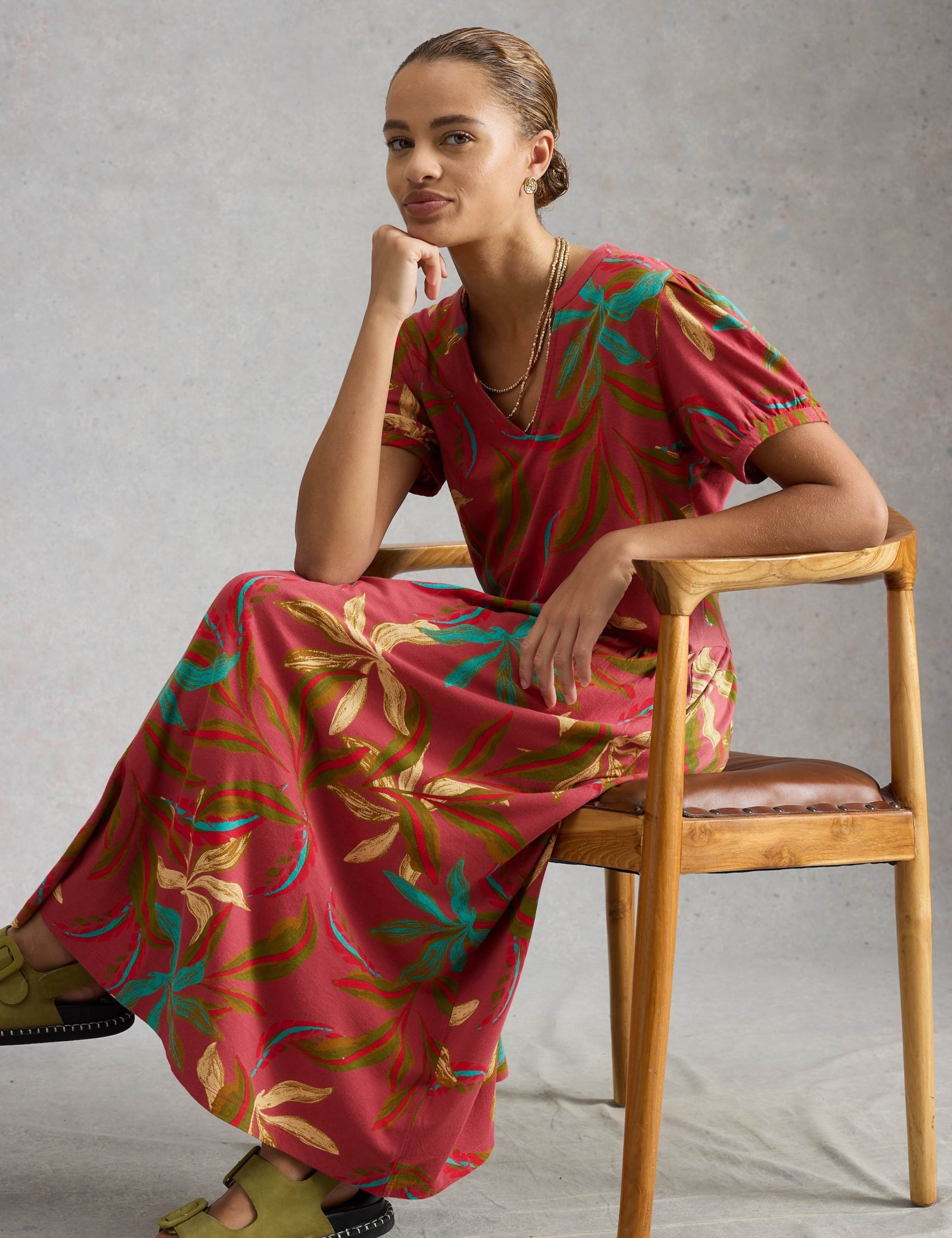 Floral Notch Neck Midi Waisted Dress 4 of 6
