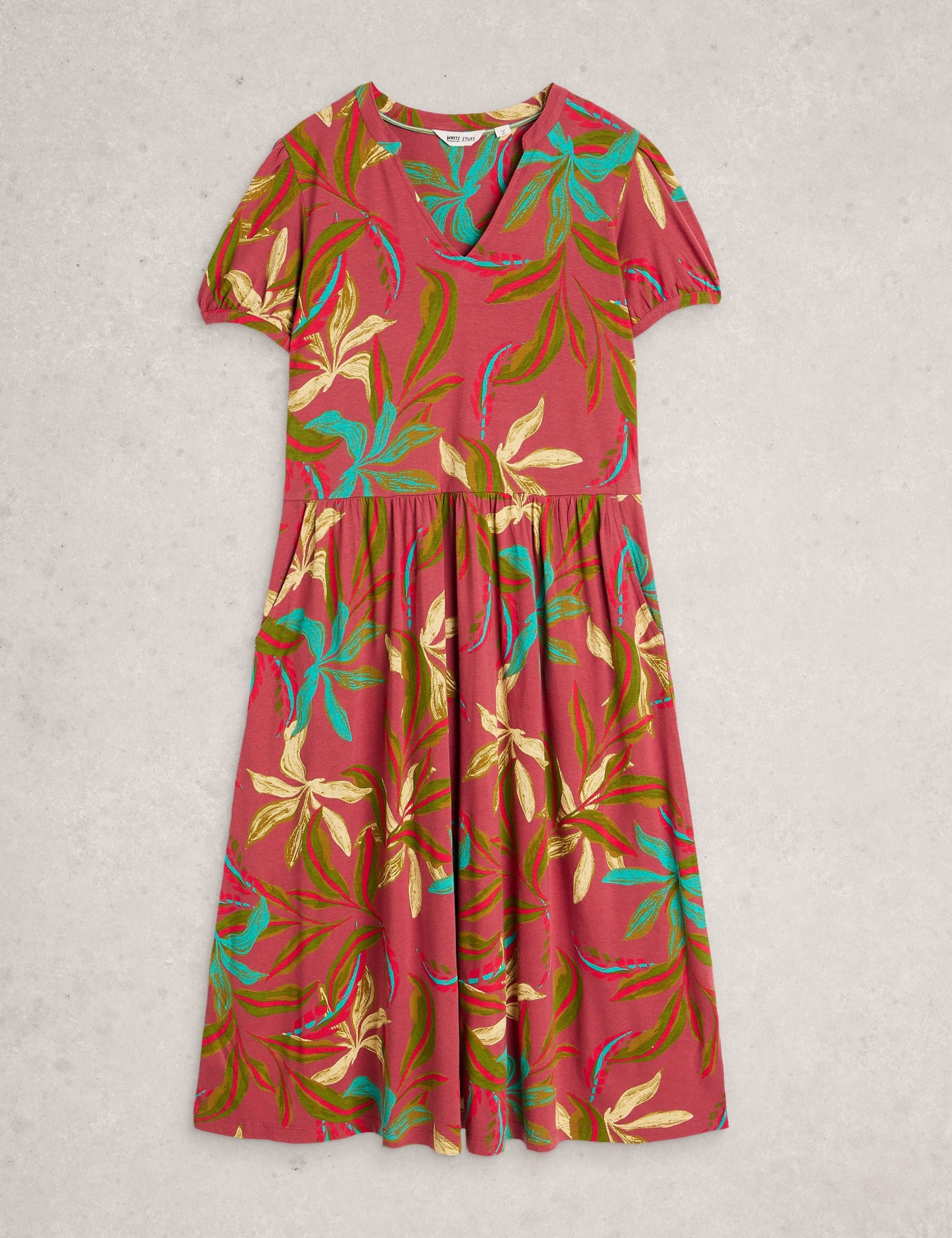 Floral Notch Neck Midi Waisted Dress 2 of 6