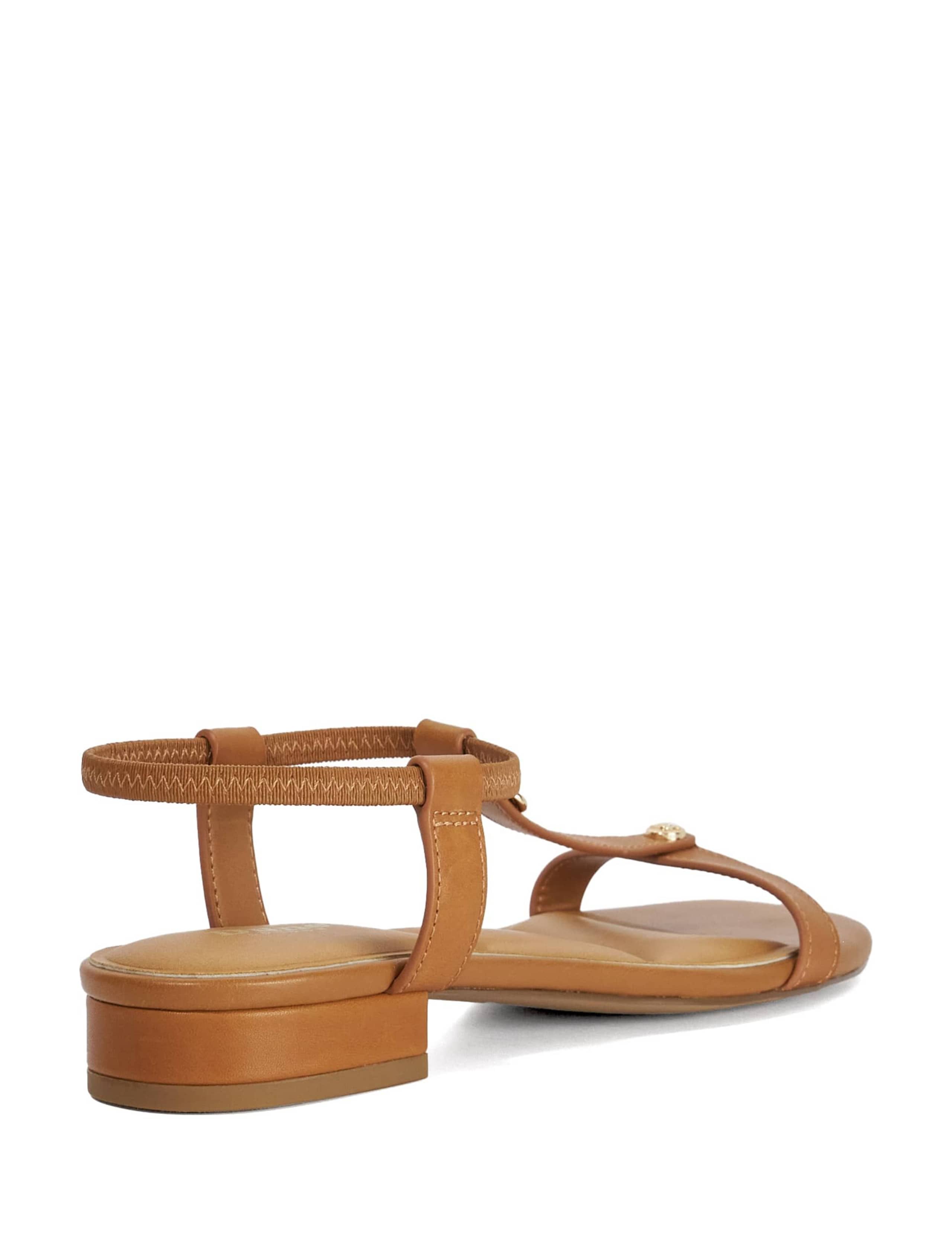 Leather Ankle Strap T Bar Block Heel Sandals 4 of 5