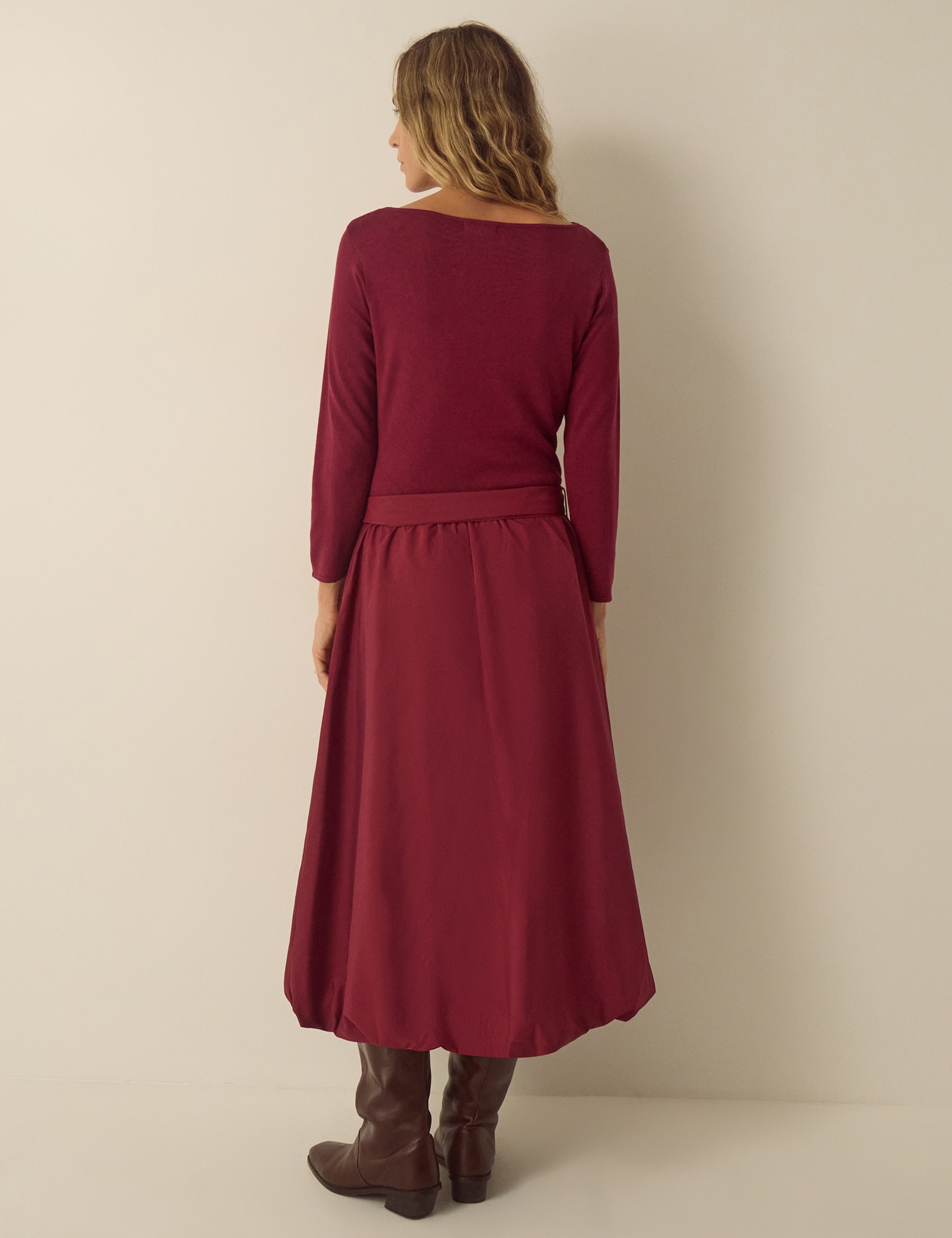 Bubble Hem Slash Neck Midi Dress 2 of 3