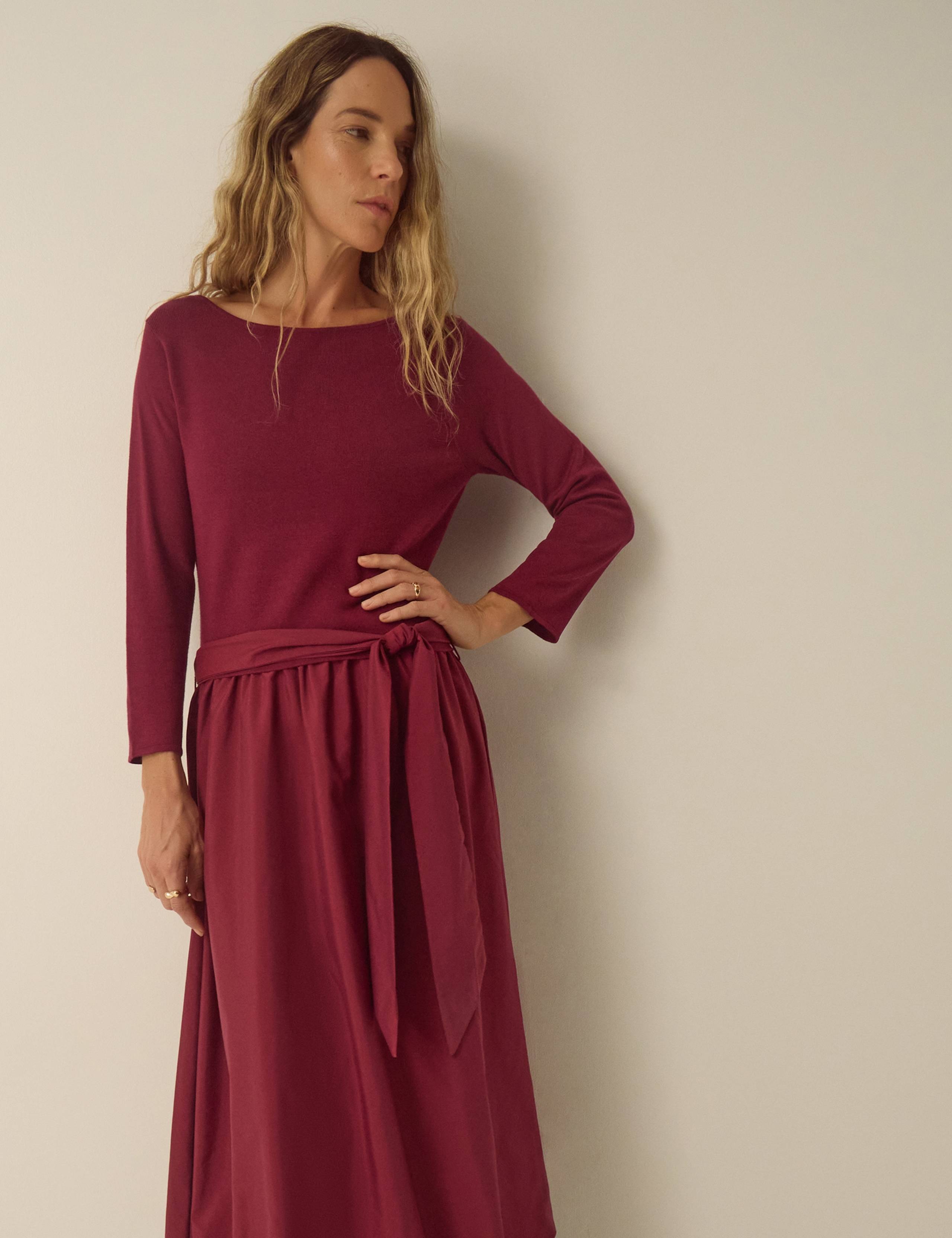 Bubble Hem Slash Neck Midi Dress 3 of 3