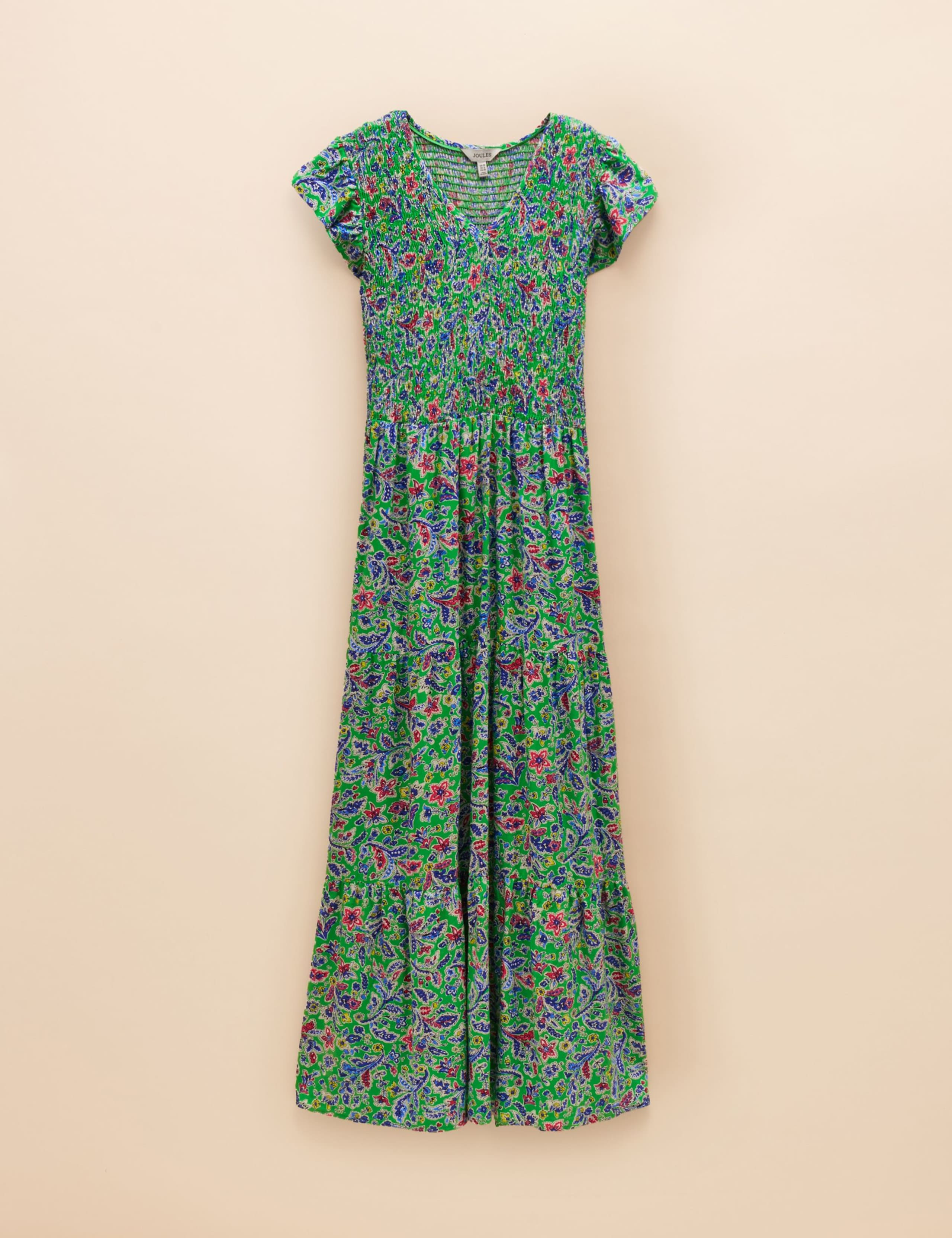 Floral Shirred V-Neck Maxi Tiered Dress 2 of 6
