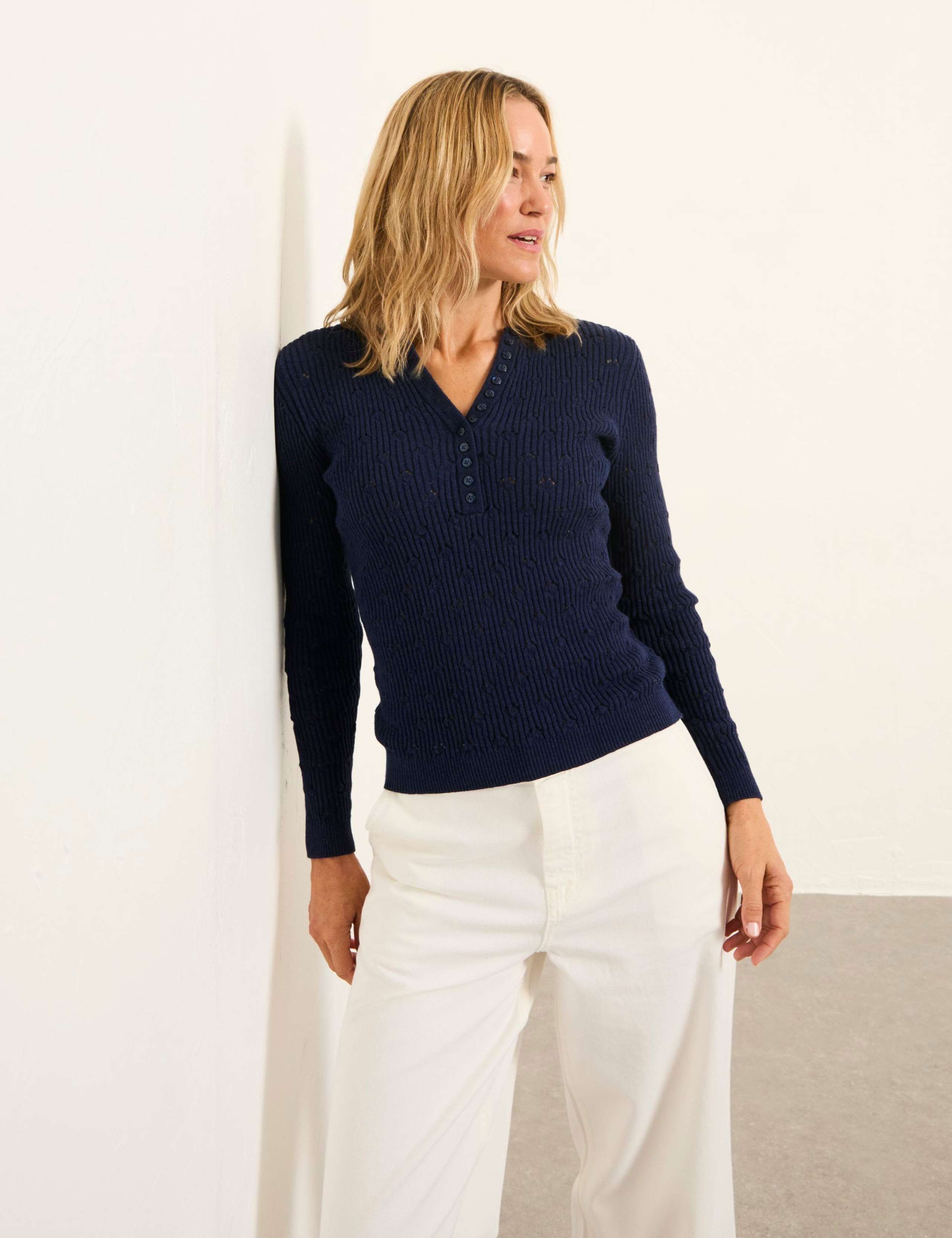 Pure Cotton Wide Leg Cropped Trousers 5 of 6