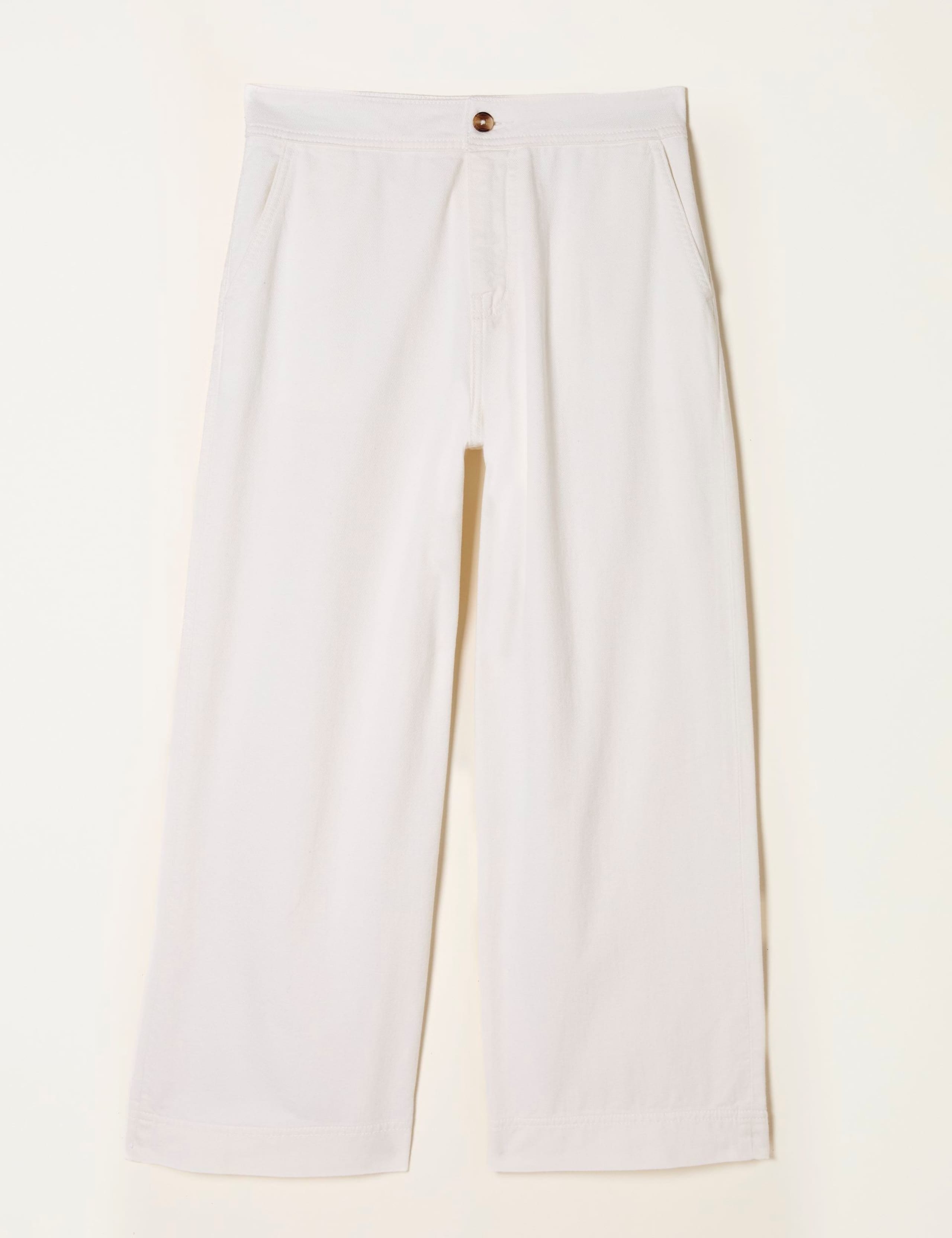 Pure Cotton Wide Leg Cropped Trousers 2 of 6